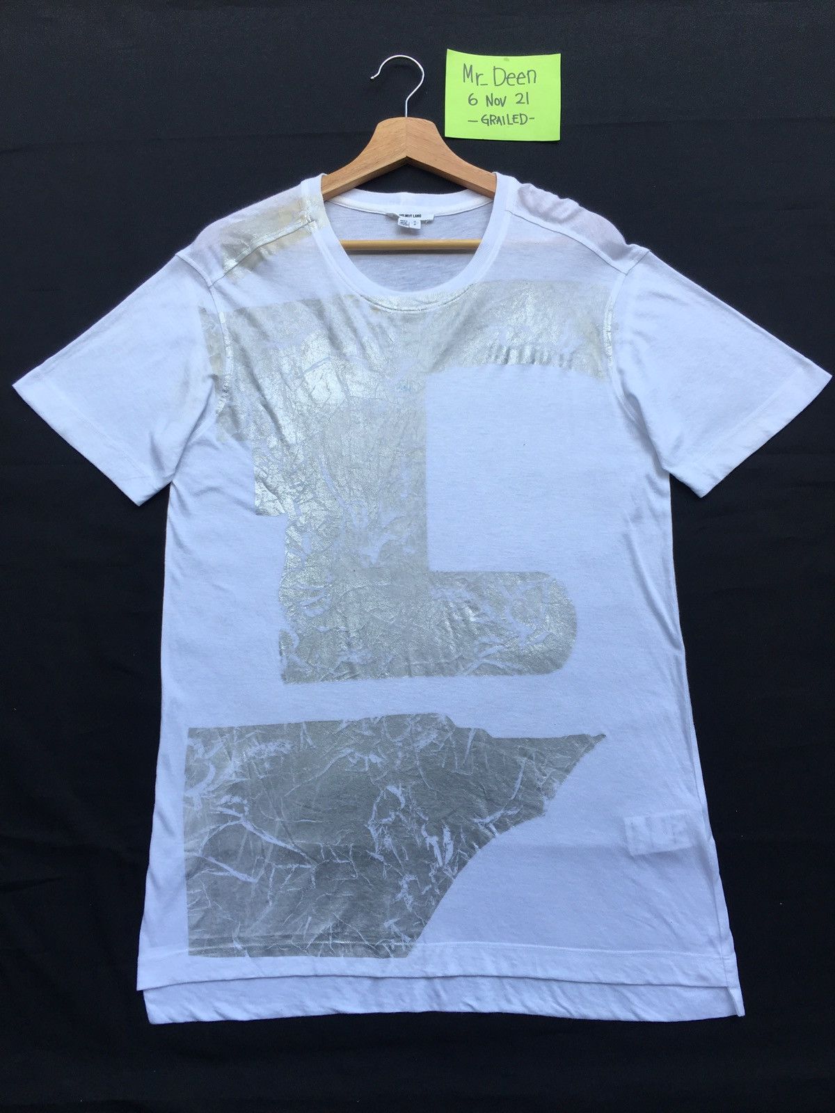 Helmut Lang Rarest Helmut Lang Silver Printed White Tshirt Size US M / EU 48-50 / 2 - 1 Thumbnail