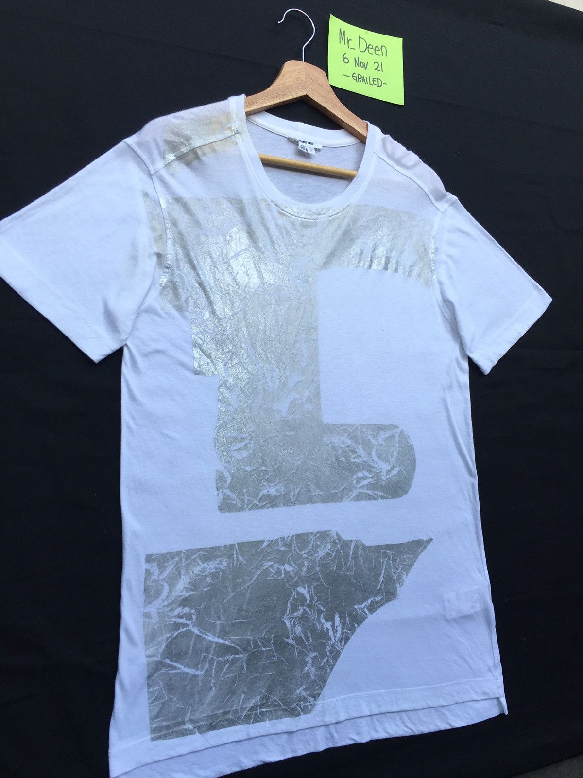Helmut Lang Rarest Helmut Lang Silver Printed White Tshirt Size US M / EU 48-50 / 2 - 2 Thumbnail
