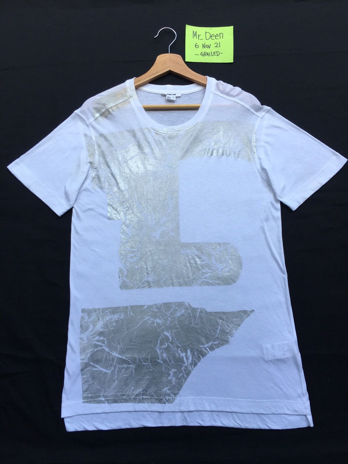 Helmut Lang Rarest Helmut Lang Silver Printed White Tshirt Size US M / EU 48-50 / 2 - 4 Thumbnail