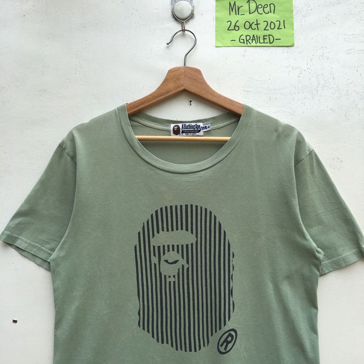 image of Bape Logo Printed Tshirt in Green, Men's (Size Medium)