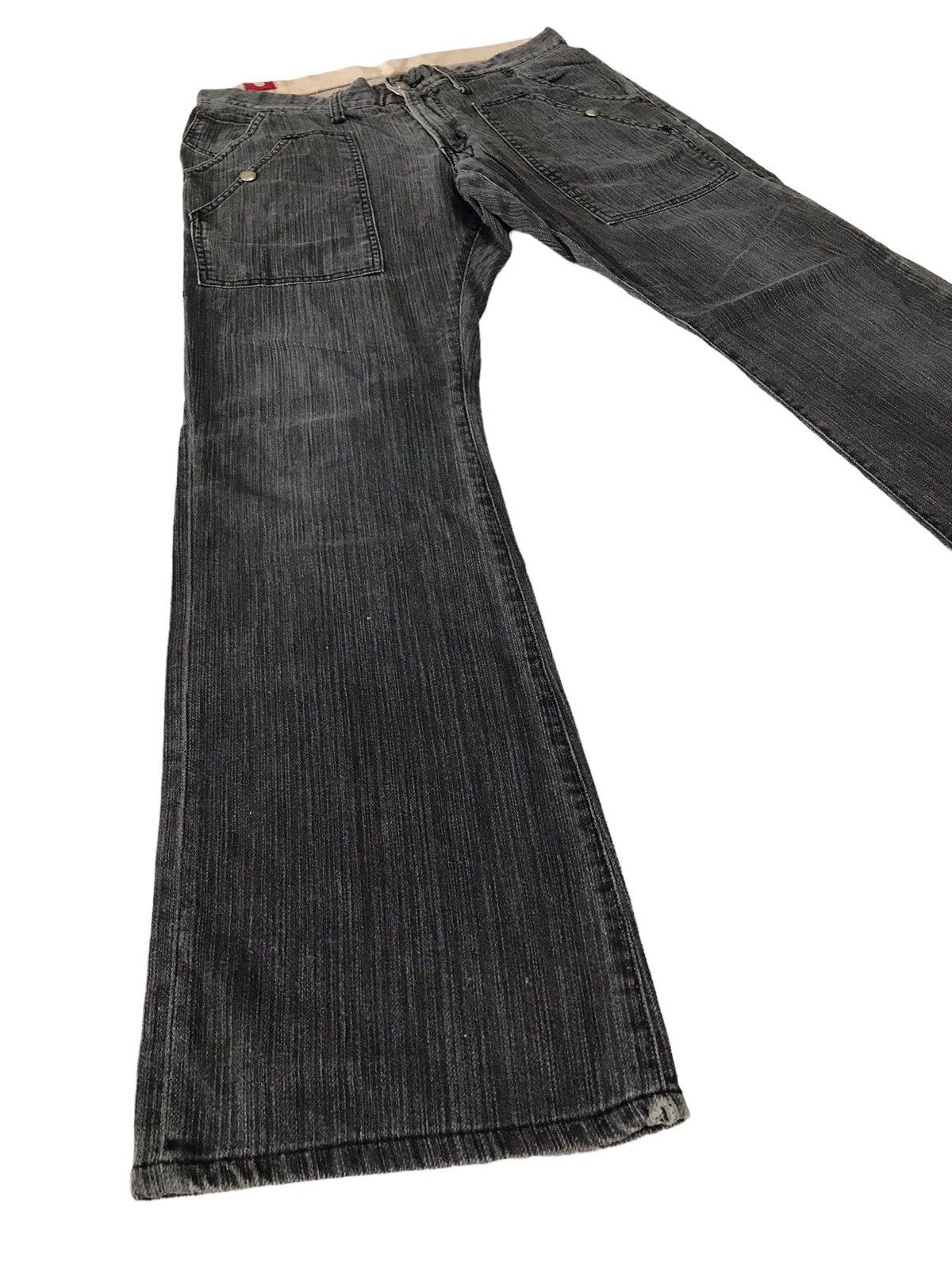 Japanese Brand Multi Pocket Blue Way Stripes Jeans Boot Cut Denim Size US 32 / EU 48 - 3 Thumbnail
