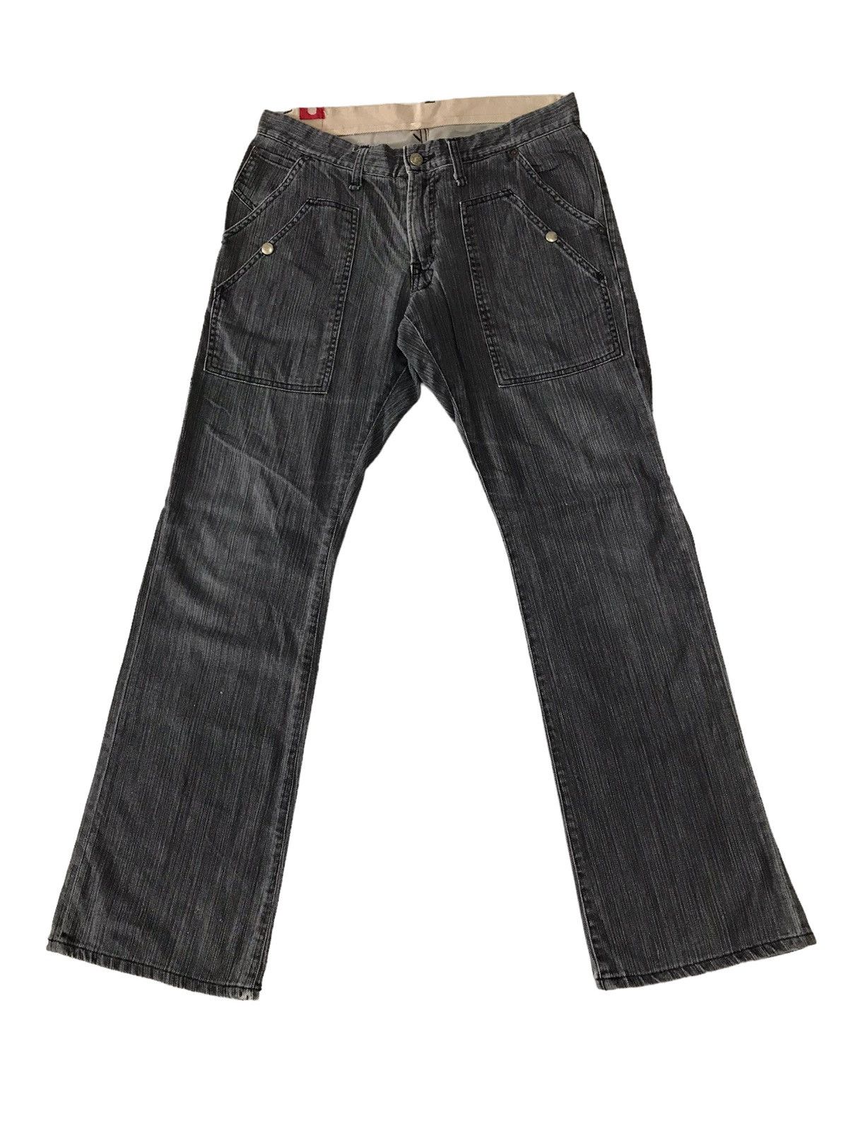 Japanese Brand Multi Pocket Blue Way Stripes Jeans Boot Cut Denim Size US 32 / EU 48 - 2 Thumbnail