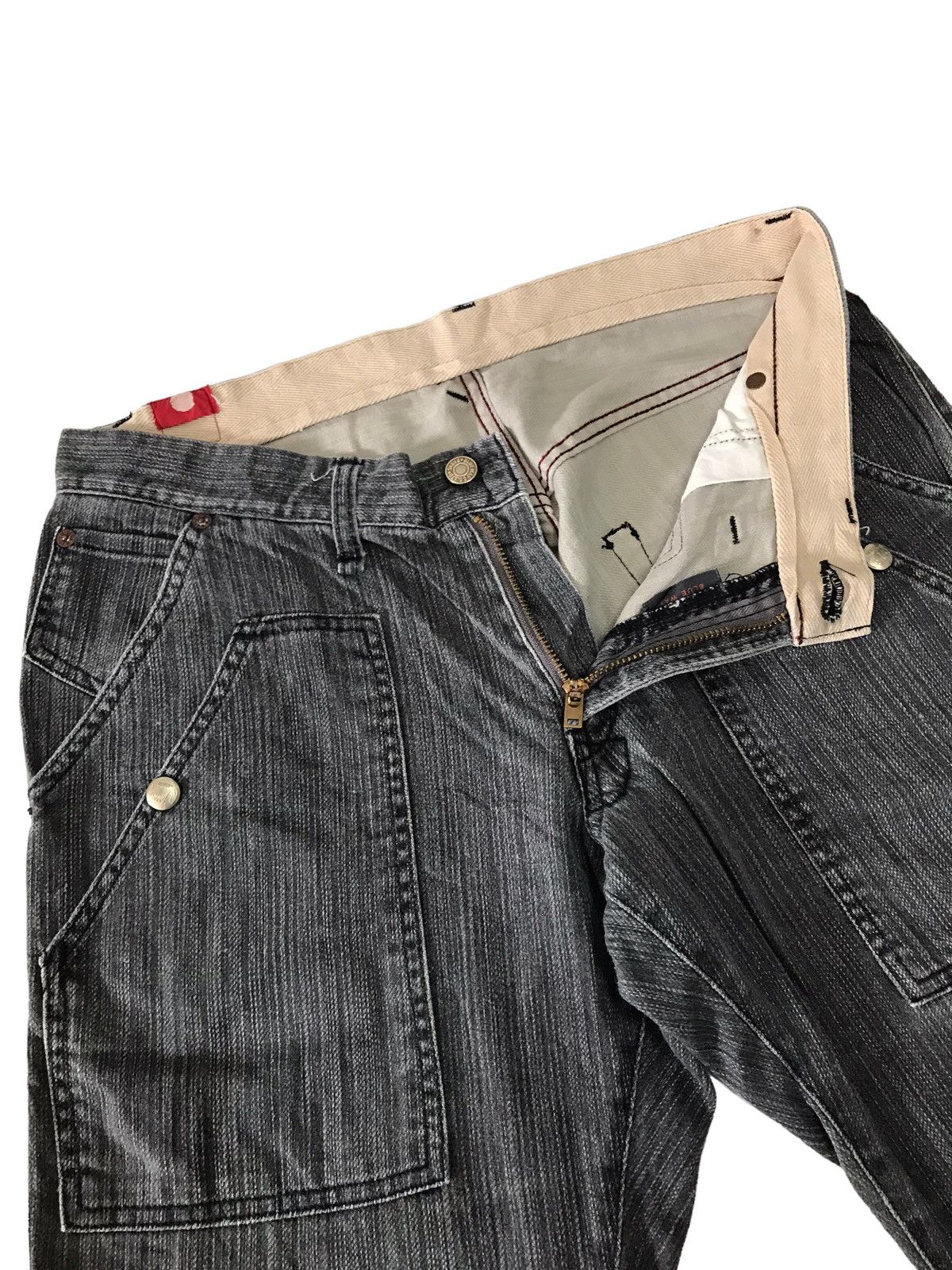 Japanese Brand Multi Pocket Blue Way Stripes Jeans Boot Cut Denim Size US 32 / EU 48 - 10 Thumbnail