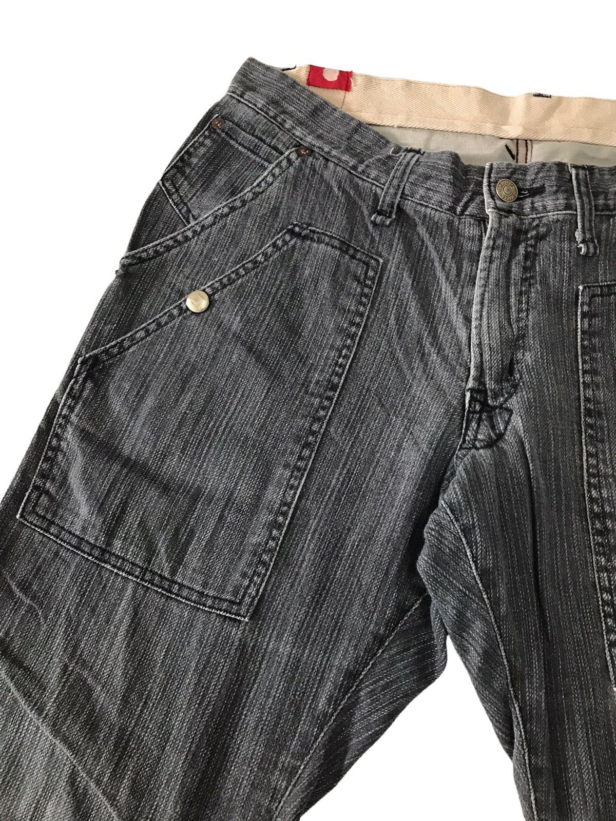 Japanese Brand Multi Pocket Blue Way Stripes Jeans Boot Cut Denim Size US 32 / EU 48 - 9 Thumbnail