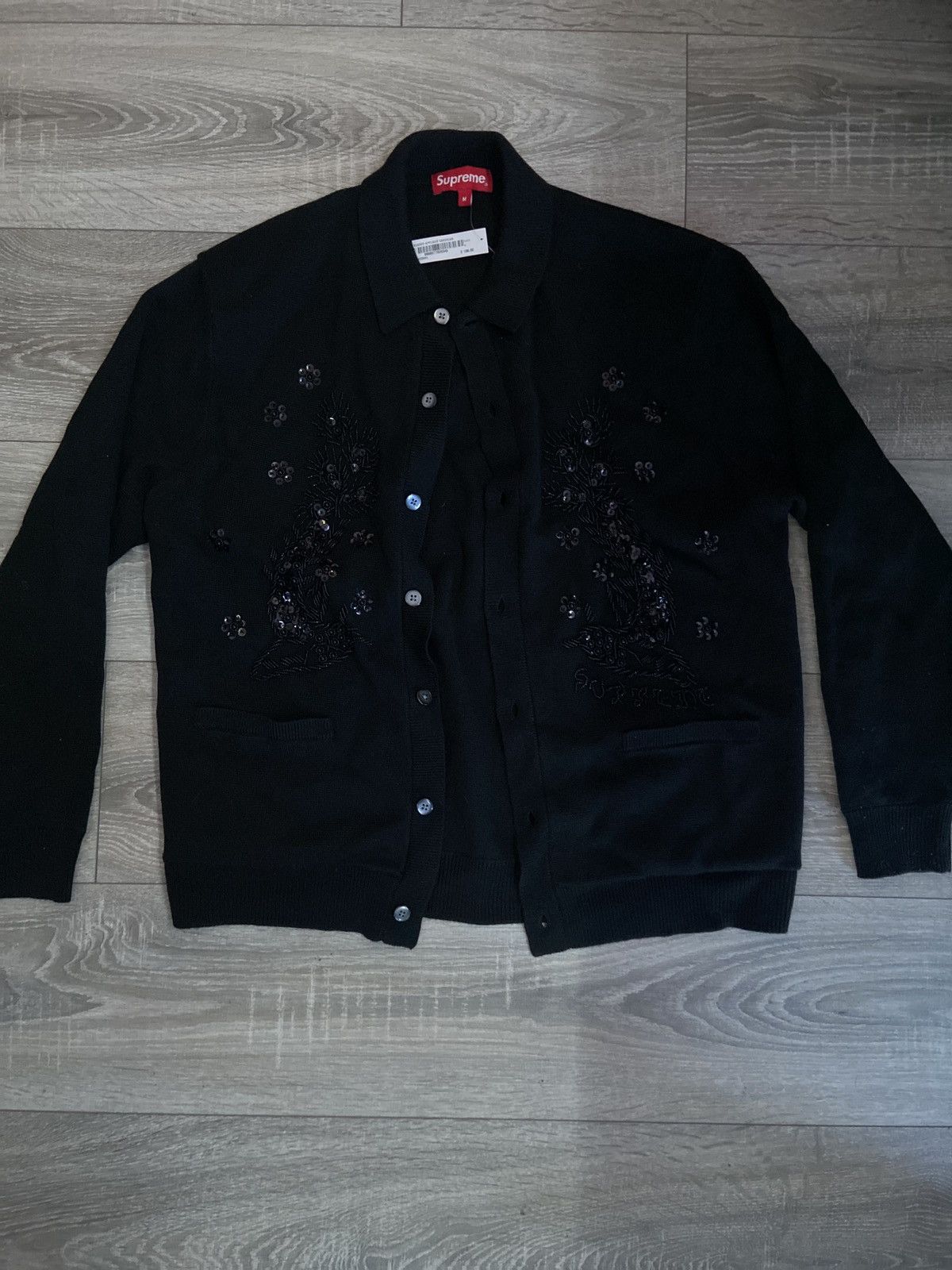 Supreme Beaded Applique Cardigan Black