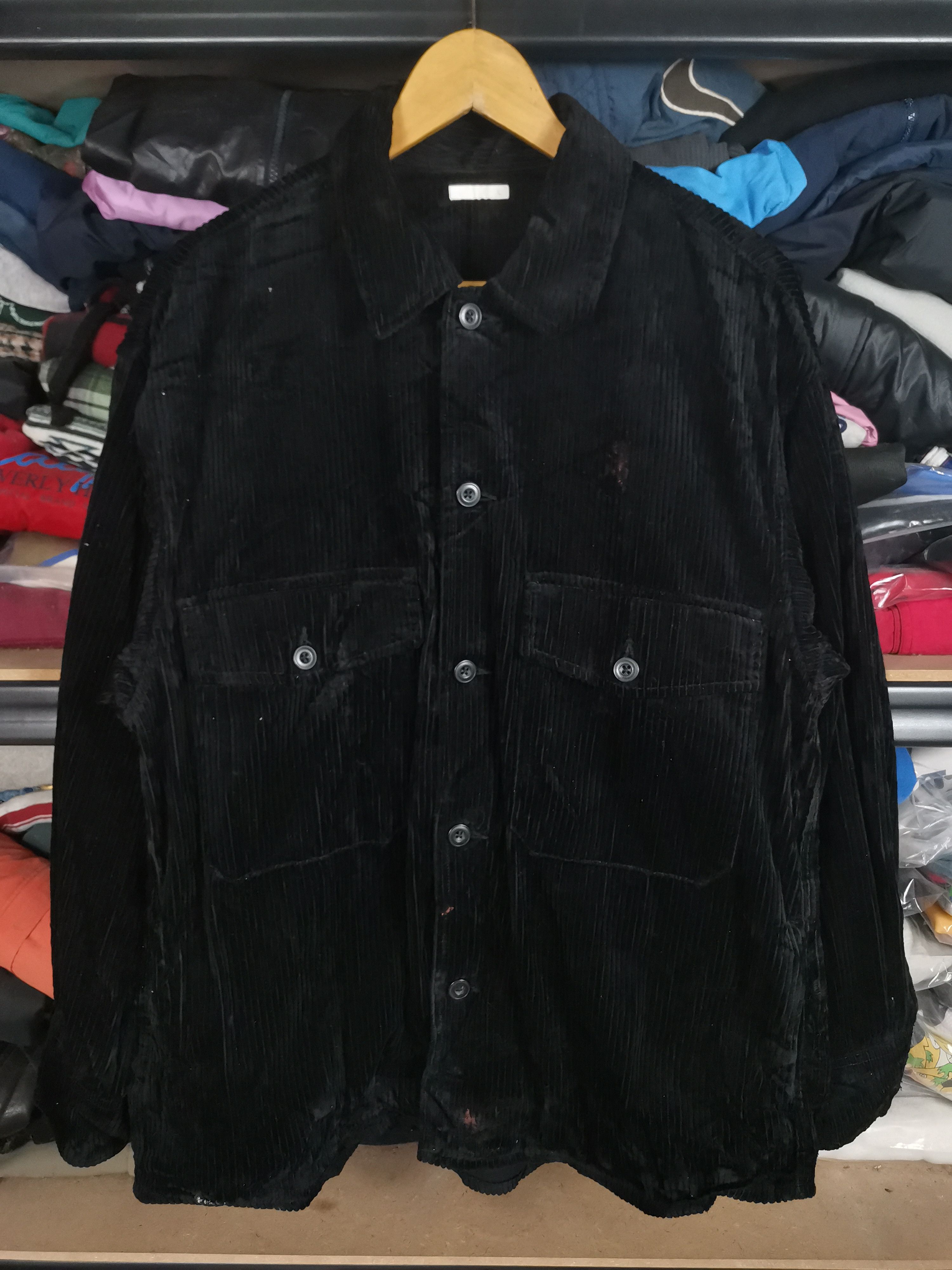 image of Archival Clothing x Flannel Gu By Uniqlo Corduroy Flannel Shirt Jacket in Black (Size Large)