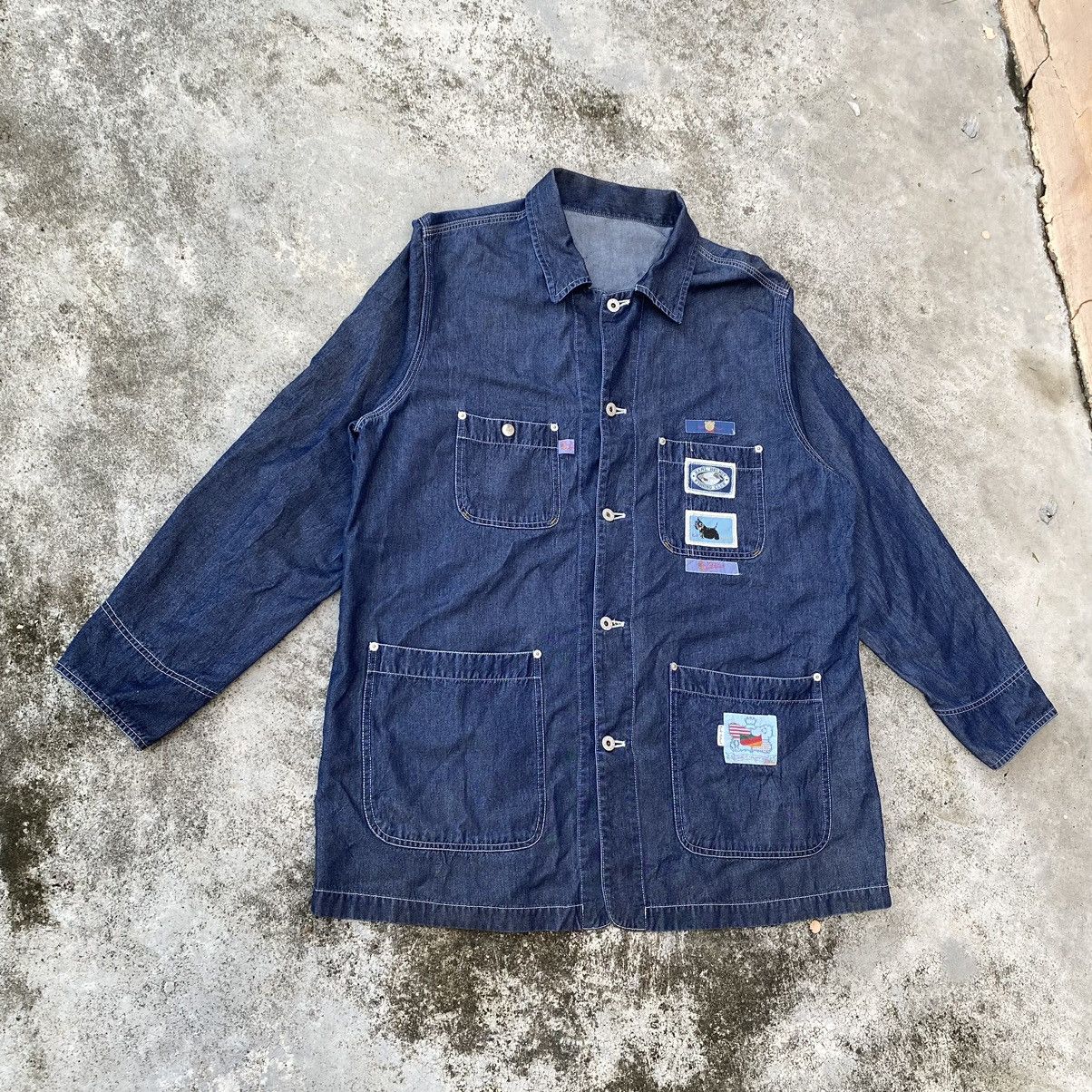 Japanese Brand × Karl Helmut × Vintage Steals🔥 Vintage Karl Helmut Chore Denim Jacket Size US XL / EU 56 / 4 - 2 Thumbnail