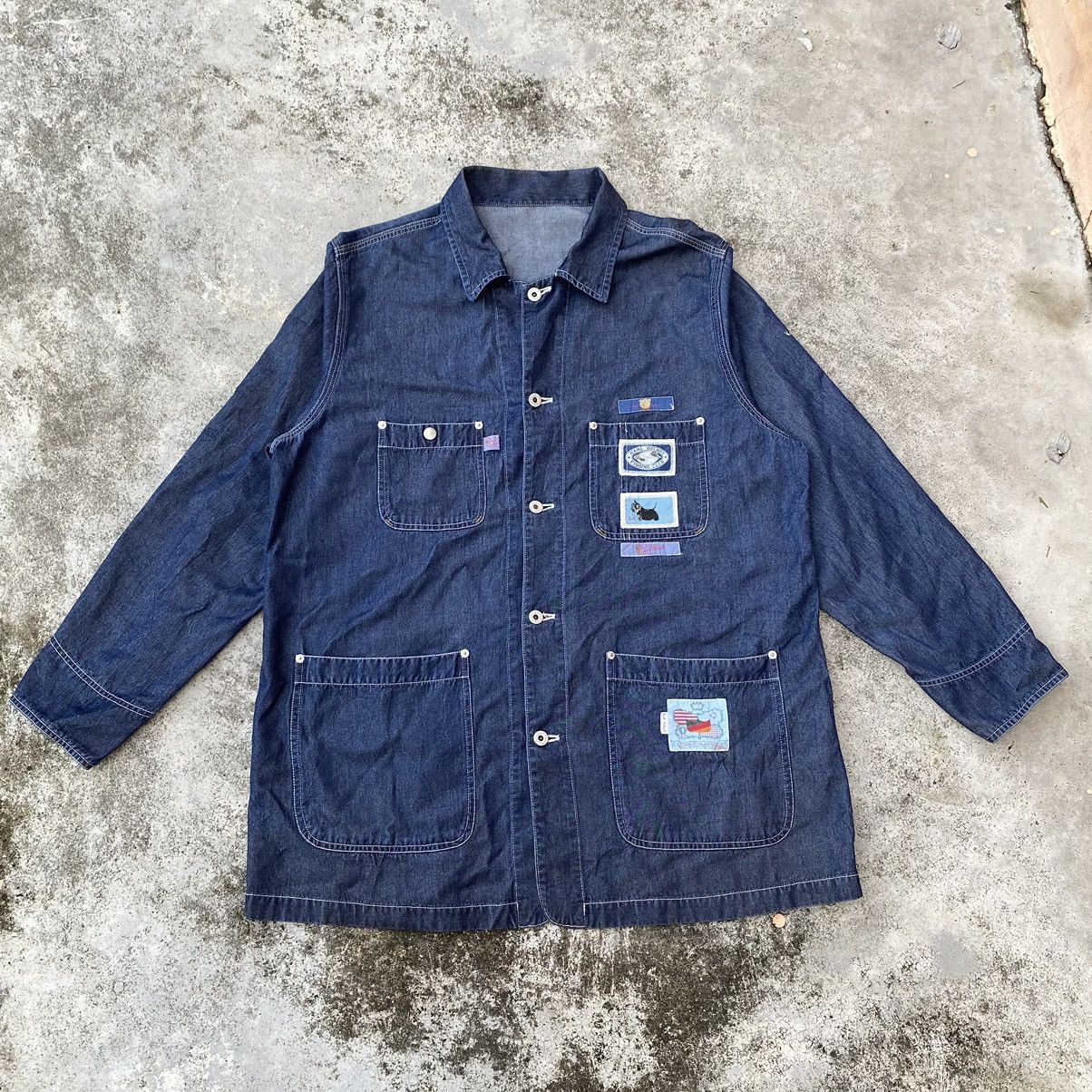 Japanese Brand × Karl Helmut × Vintage Steals🔥 Vintage Karl Helmut Chore Denim Jacket Size US XL / EU 56 / 4 - 1 Thumbnail