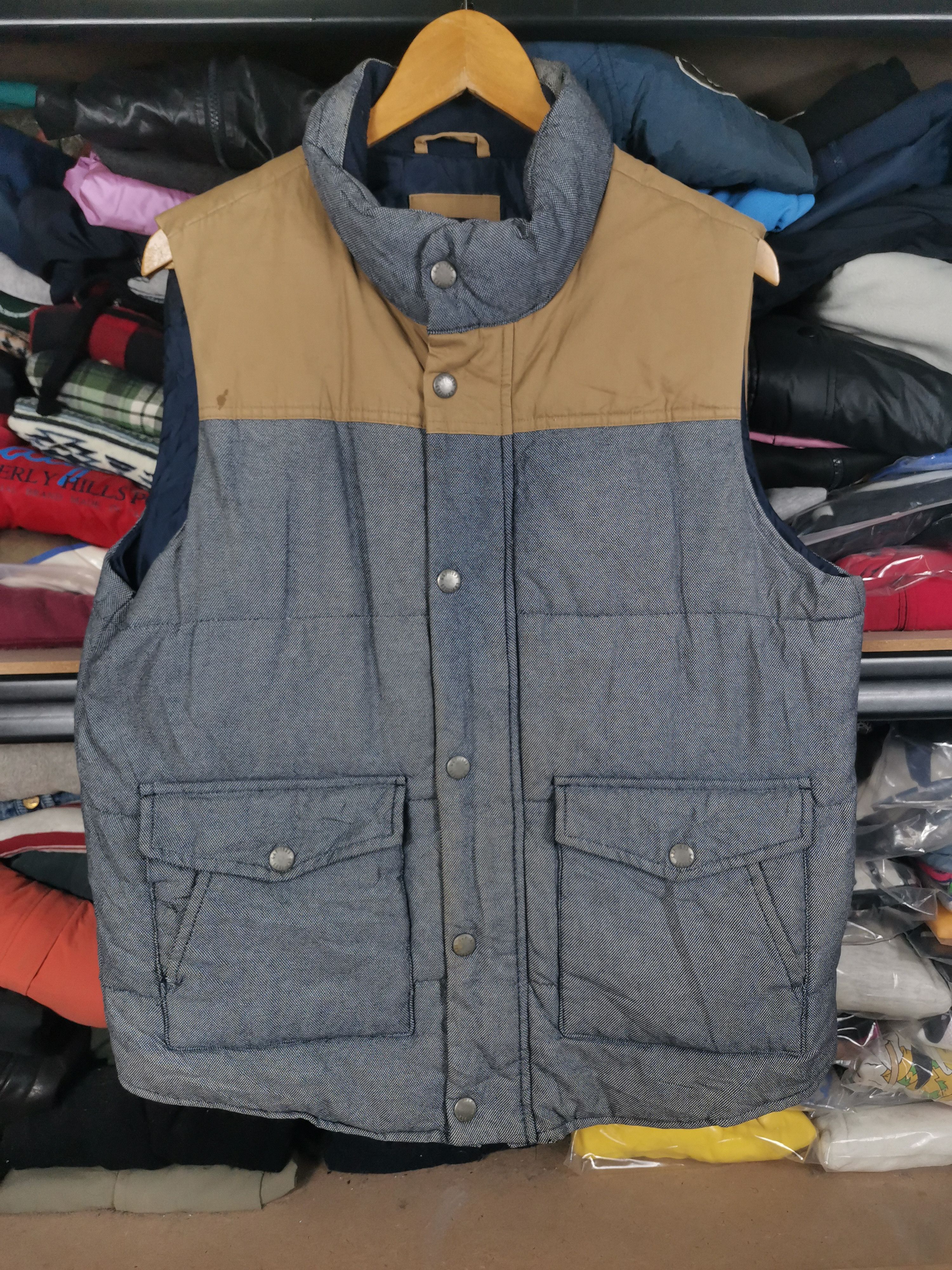 image of Archival Clothing x Gap Vintage Indigo Gap Puffer Vest in Indigo Blue, Men's (Size Medium)