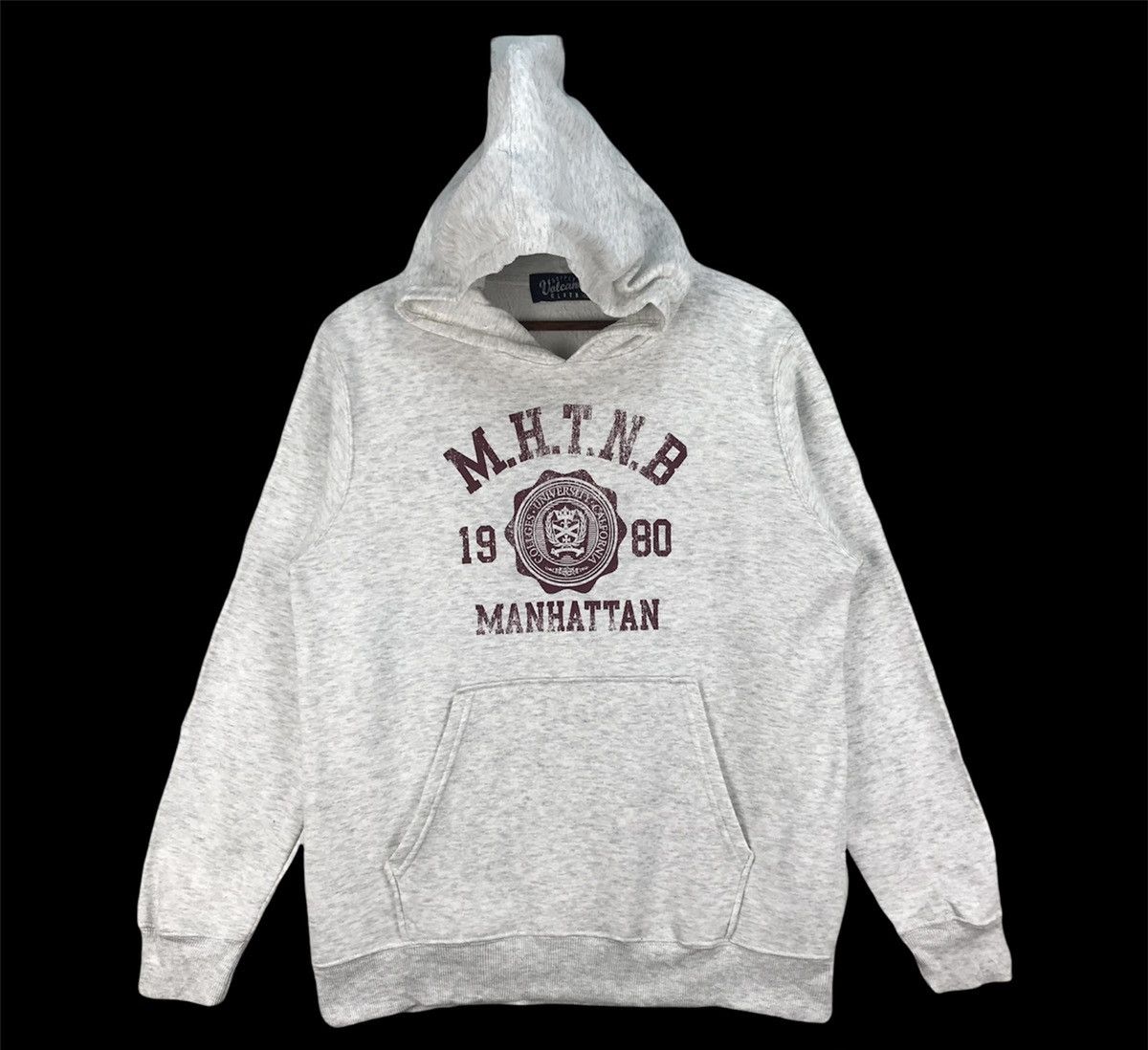 image of American College x Vintage Manhattan College Hoodies in Grey, Men's (Size Large)