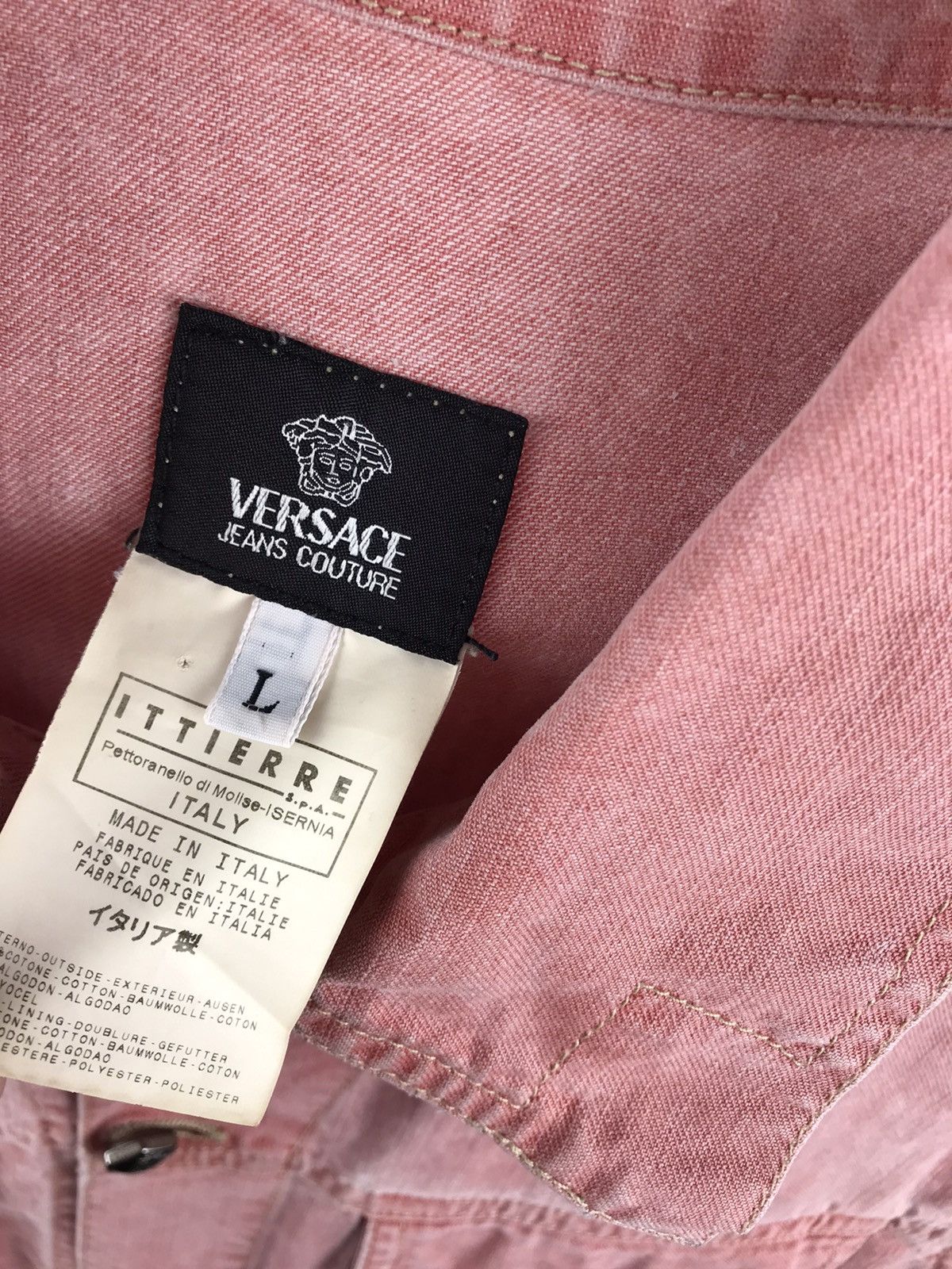 Vintage Rare Vintage Versace Jeans Couture Pink Distressed Fade Vest Size US L / EU 52-54 / 3 - 4 Thumbnail