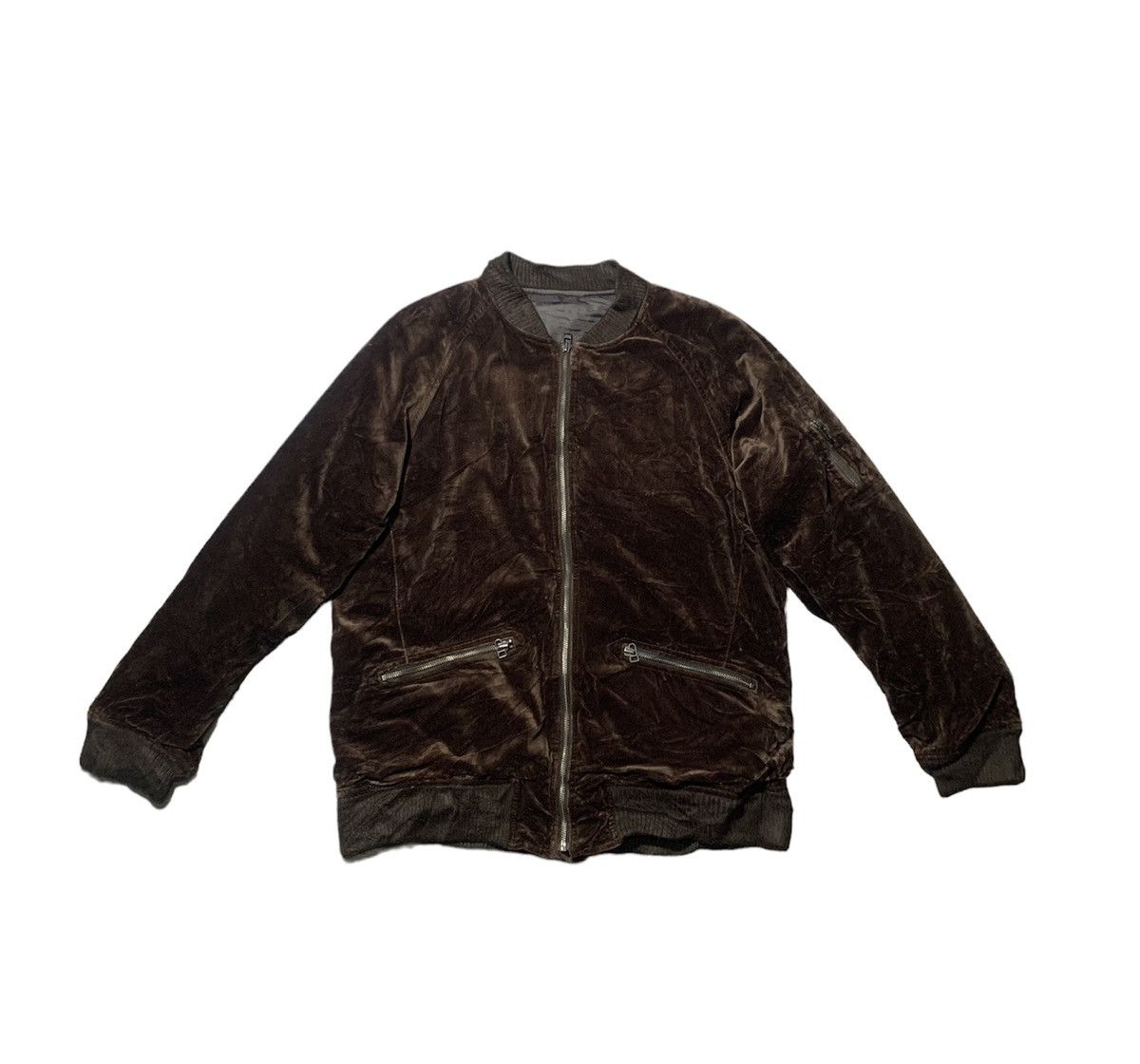 image of Archival Clothing x Ships Vintage Ships Velvet Bomber Jacket Hype Color in Brown (Size Large)