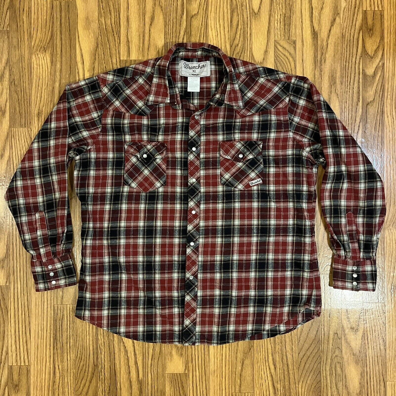 Wrangler Wrangler Wrancher Soft Flannel Red Plaid Western Pearl Snap ...