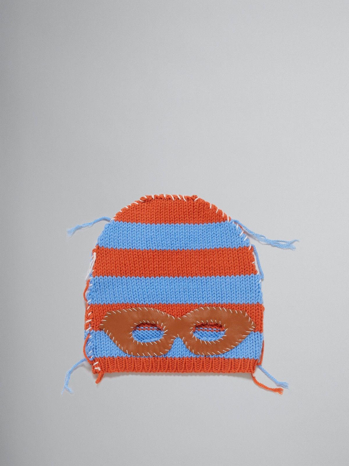 image of Marni Knitted Wool Balaclava With Blue And Orange Stripes, Men's