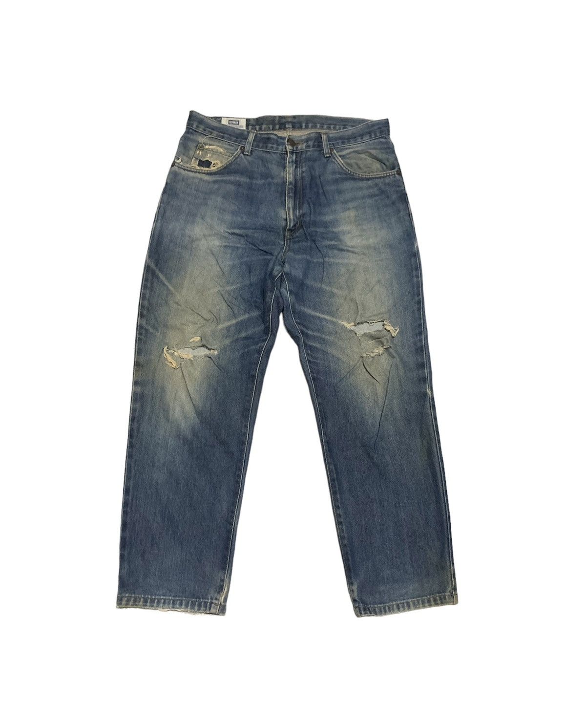 image of Distressed Denim x Edwin Vintage 90's Edwin 408 Baggy Jeans in Blue Denim, Men's (Size 34)