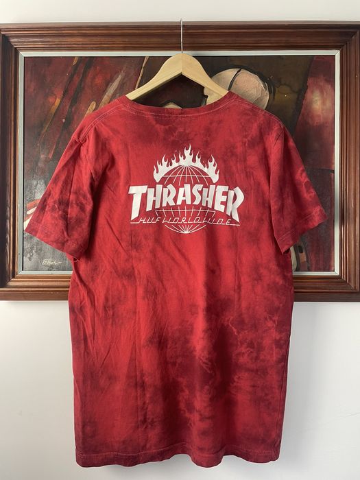 Thrasher Thrasher x Huf Skate Tee Tie Die Red Rare Streetwear Hype