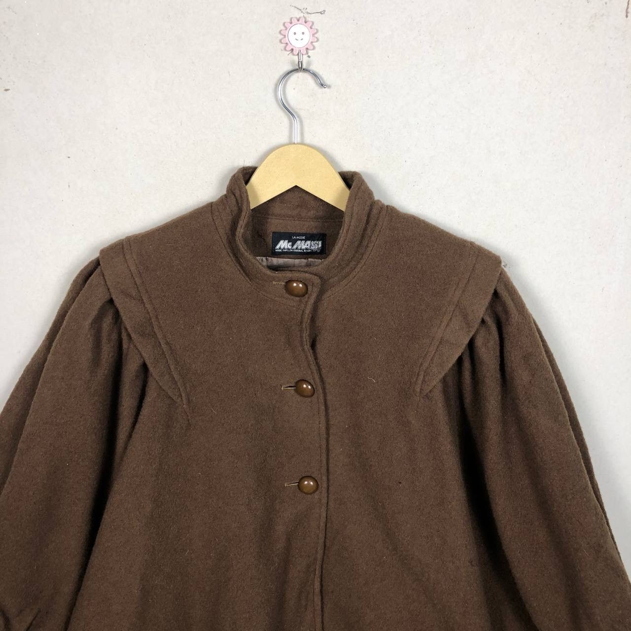 Cloak Vintage La Mode McMASSI Wool Cape Coat Balloon Sleeve Brown Size US M / EU 48-50 / 2 - 3 Thumbnail