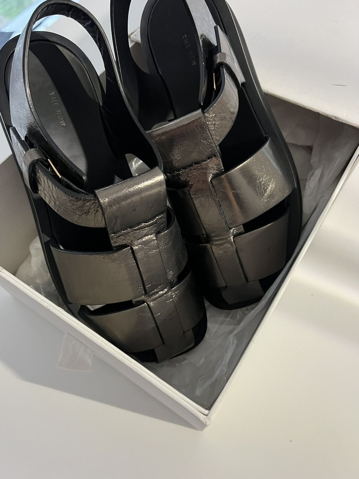 The Row 💥$1.3K VALUE💥The Row Metallic Fisherman Sandals Size US 11 / IT 41 - 4 Thumbnail