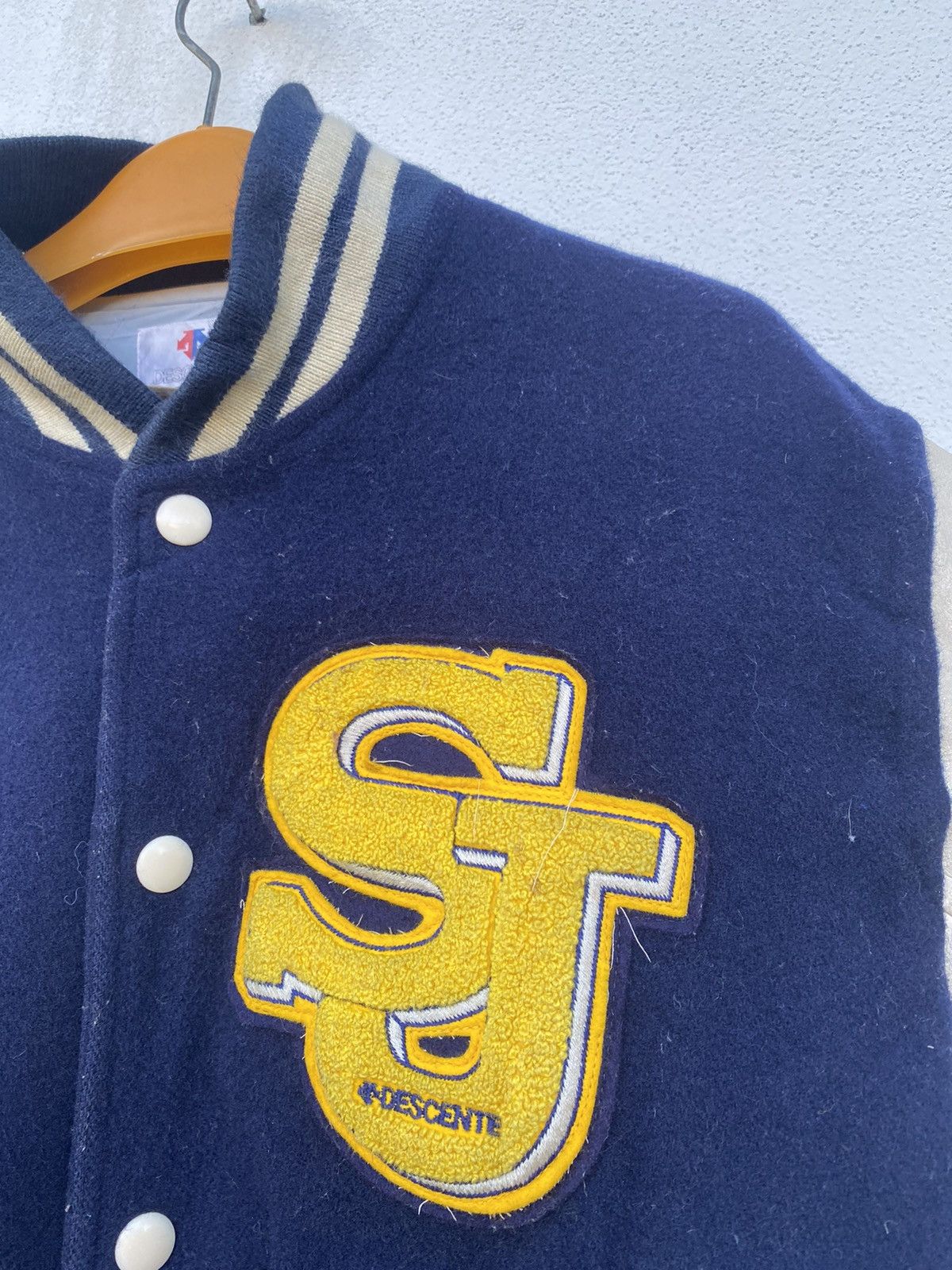 Descente × Vintage 🔥 Vintage Decente Varsity Leather Jacket Size US S / EU 44-46 / 1 - 7 Thumbnail