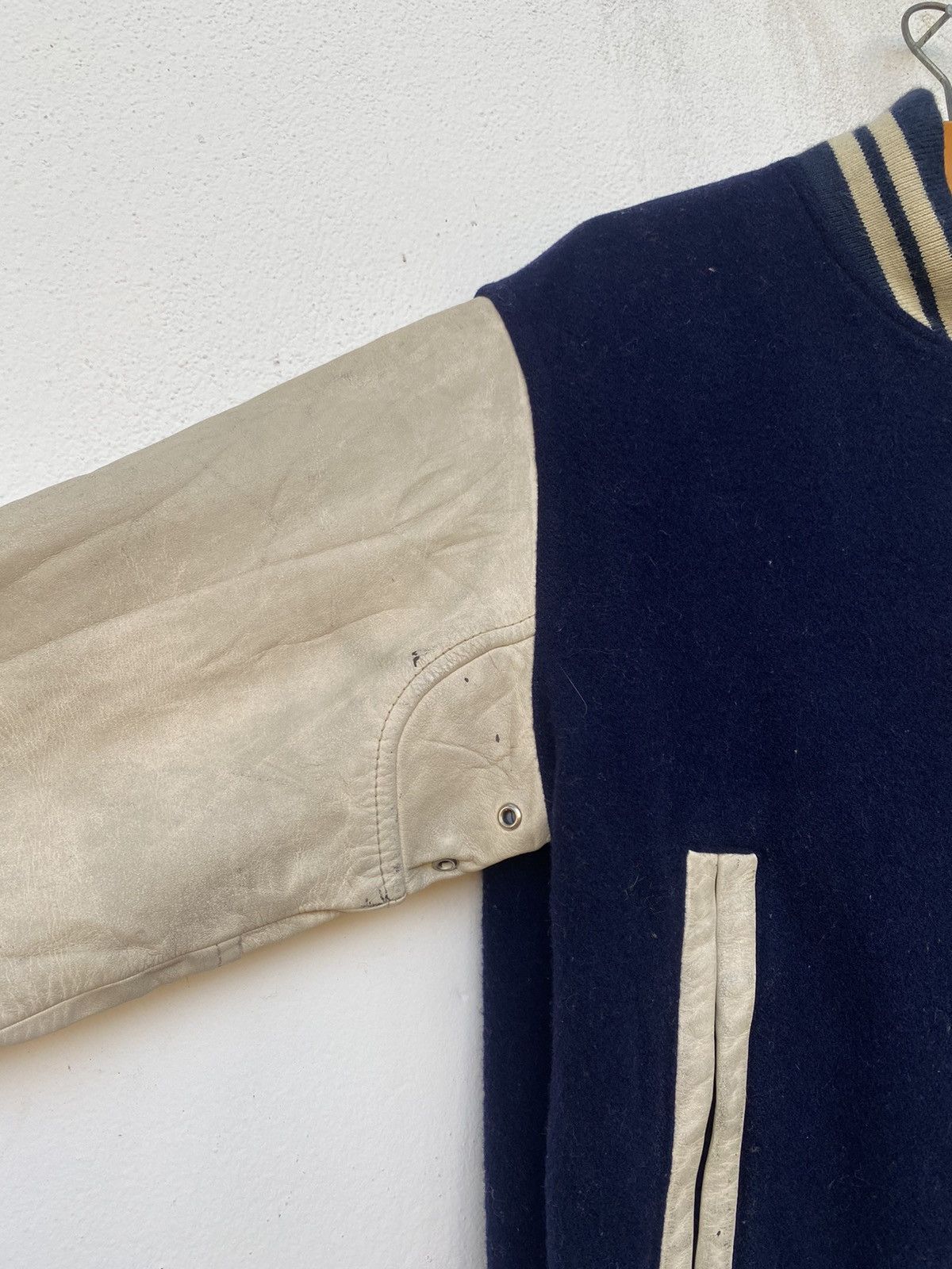 Descente × Vintage 🔥 Vintage Decente Varsity Leather Jacket Size US S / EU 44-46 / 1 - 6 Thumbnail