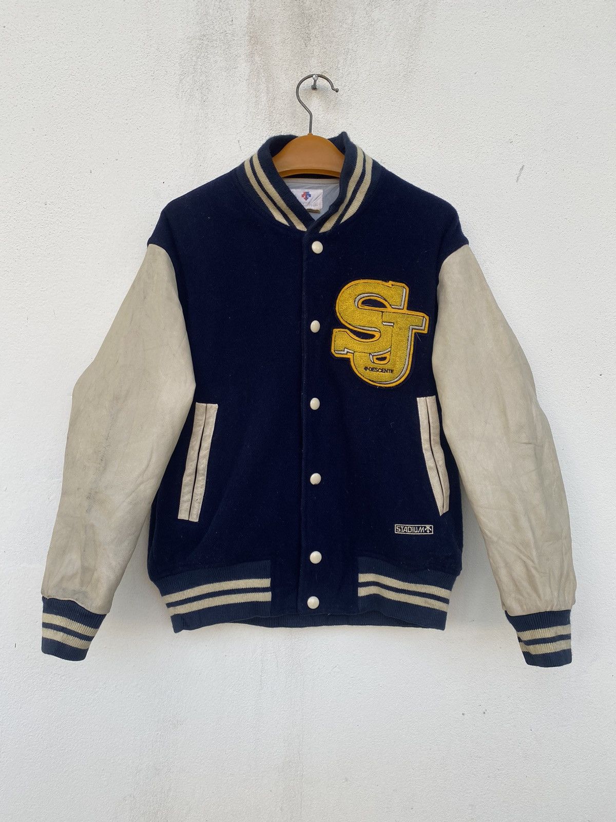 Descente × Vintage 🔥 Vintage Decente Varsity Leather Jacket Size US S / EU 44-46 / 1 - 2 Thumbnail