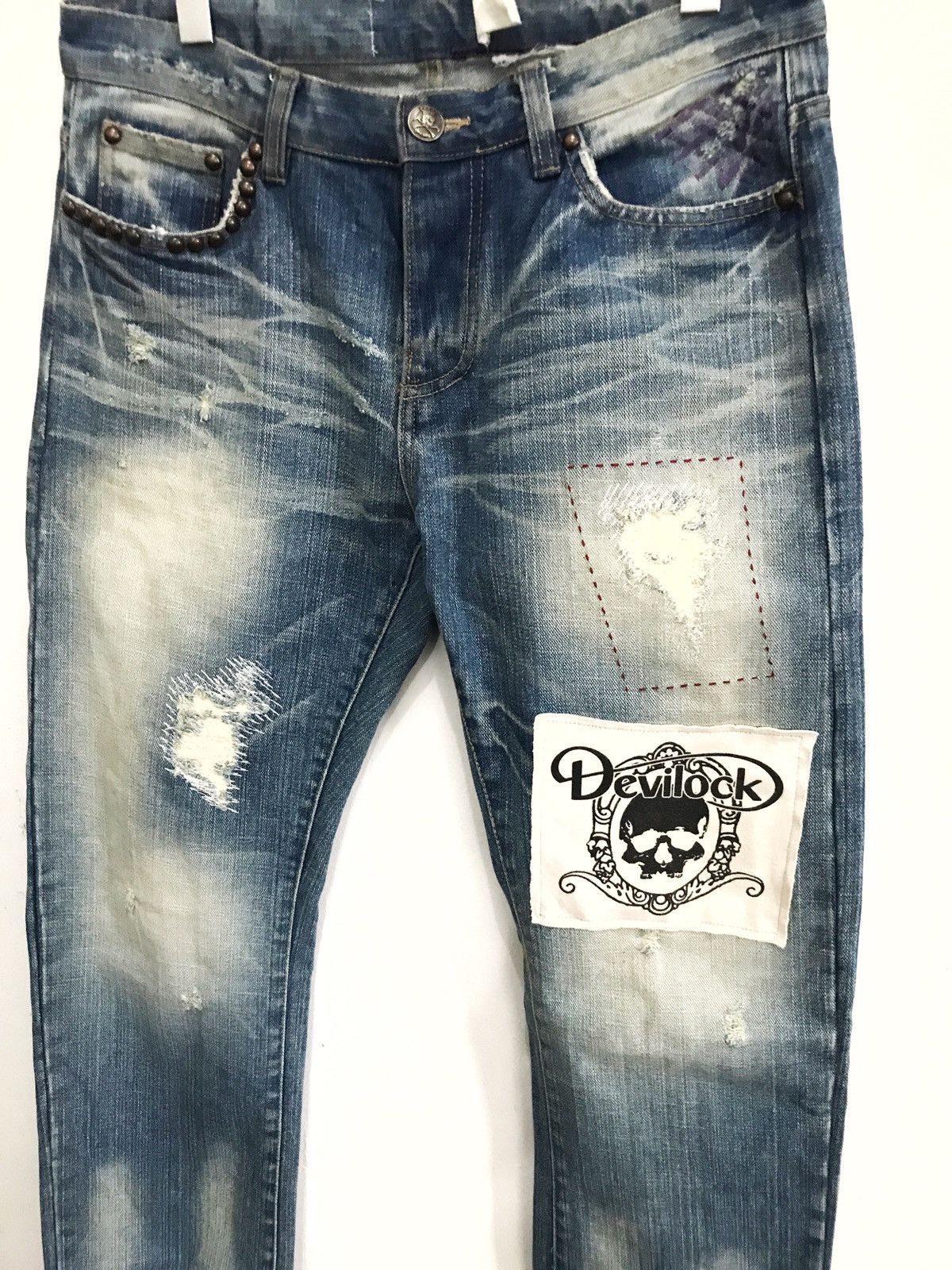 Designer × Hysteric Glamour × Japanese Brand Japanese Brand Devilock Distressed Patches Logo Jeans Size US 33 - 4 Thumbnail