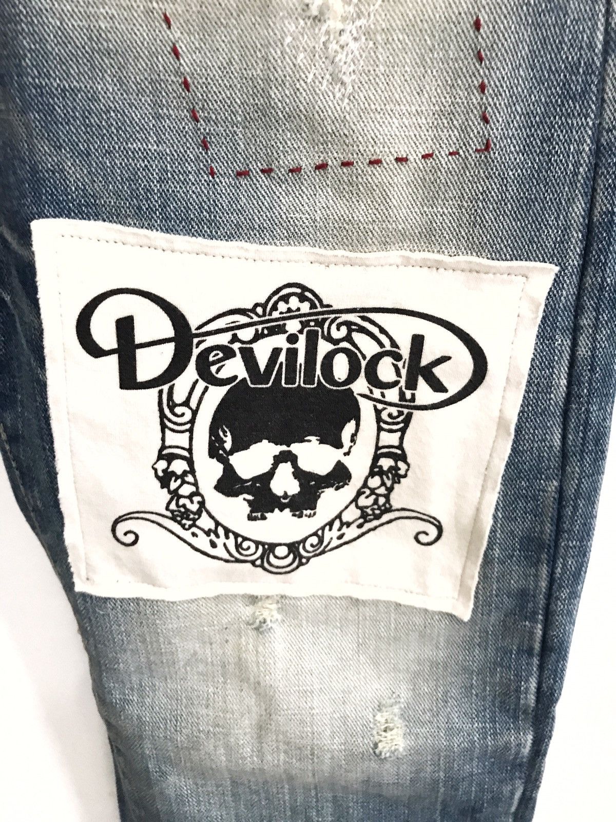 Designer × Hysteric Glamour × Japanese Brand Japanese Brand Devilock Distressed Patches Logo Jeans Size US 33 - 5 Thumbnail