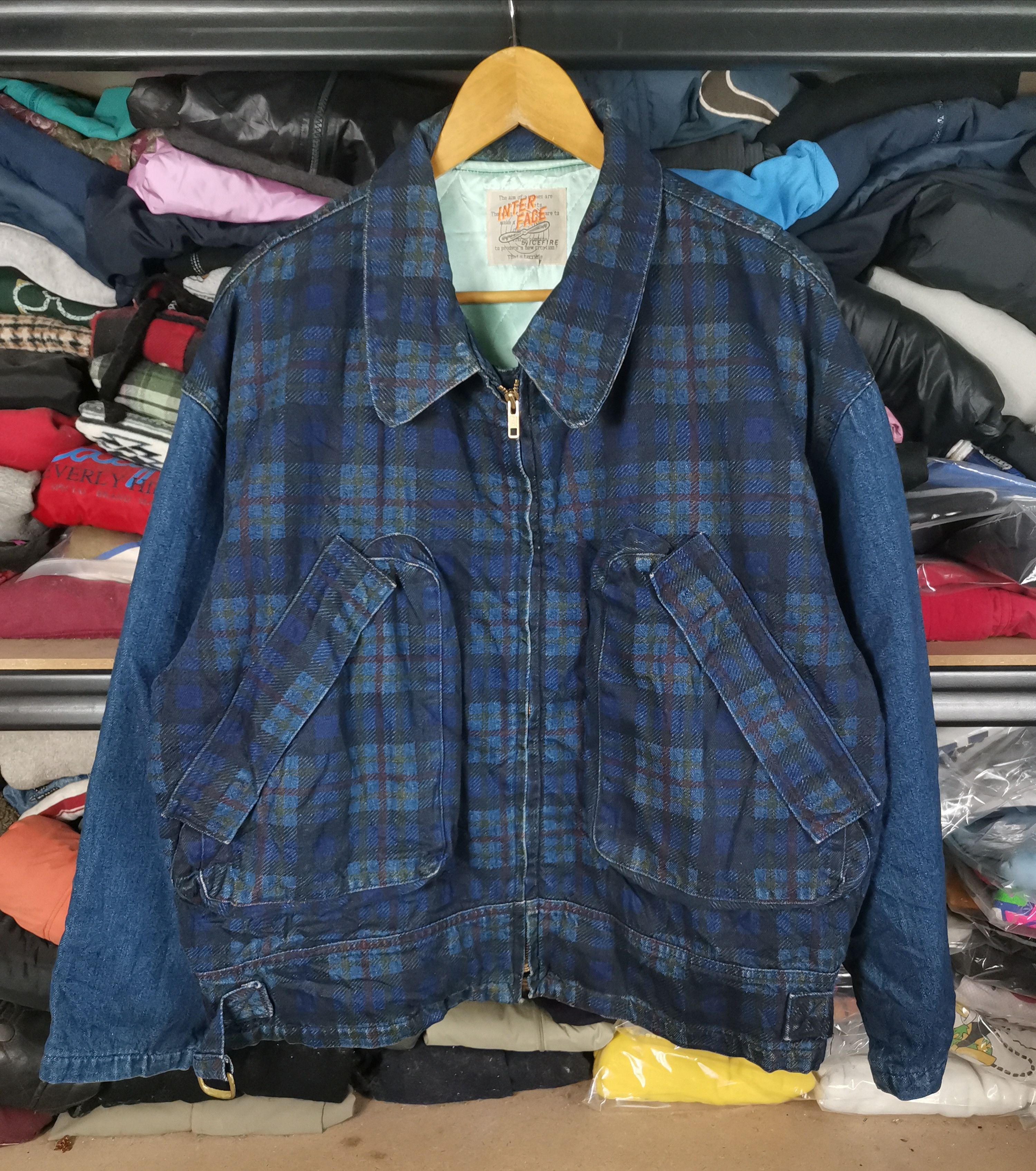 Japanese Brand Vintage 80s Inter Face Chekered Box Denim Jacket Size US M / EU 48-50 / 2 - 1 Thumbnail