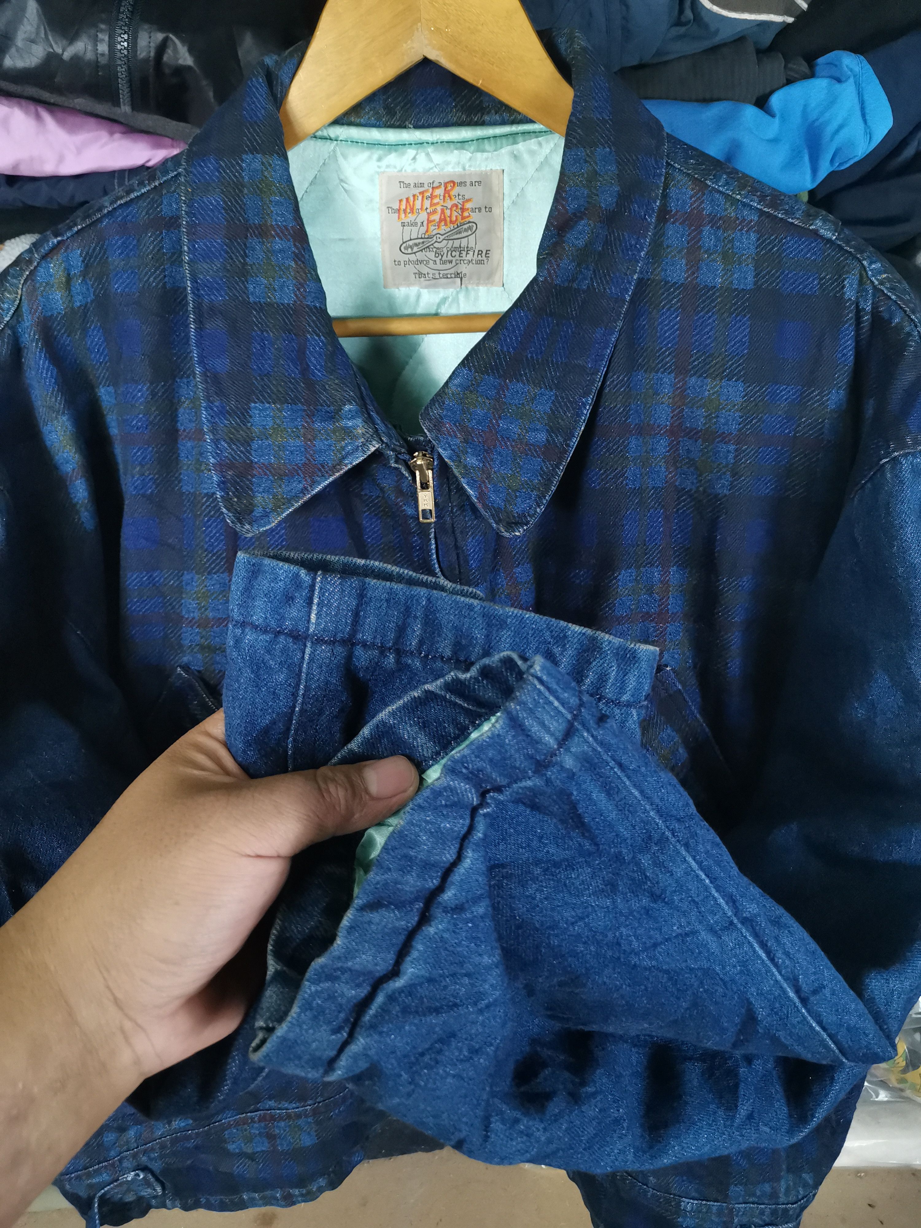 Japanese Brand Vintage 80s Inter Face Chekered Box Denim Jacket Size US M / EU 48-50 / 2 - 3 Thumbnail