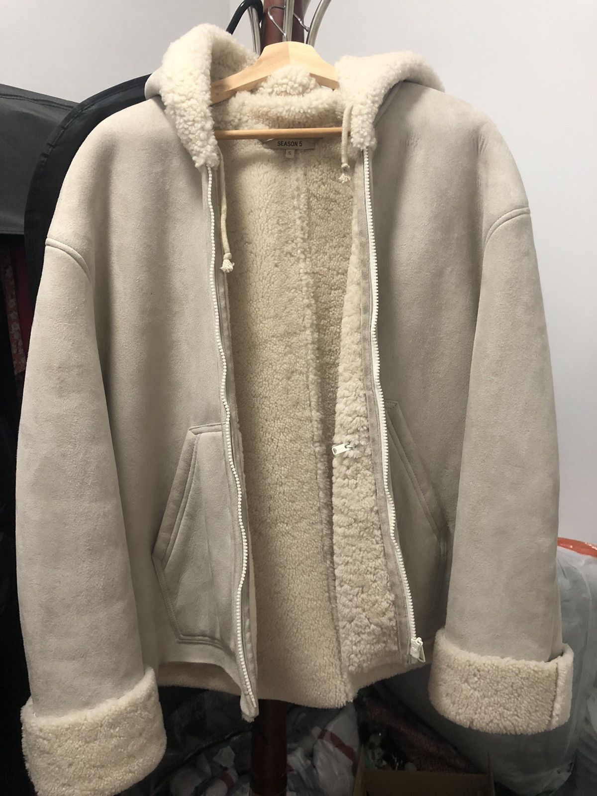 Kanye West Yeezy Season Birch Short Shearling Jacket