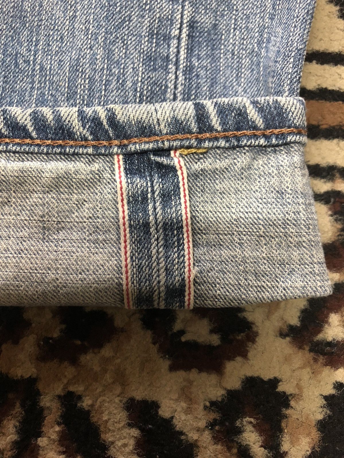 Edwin × Salvage × Vintage VINTAGE SELVEDGE EDWIN 505z BLUE WASH DISTRESSED DENIM Size US 33 - 4 Thumbnail