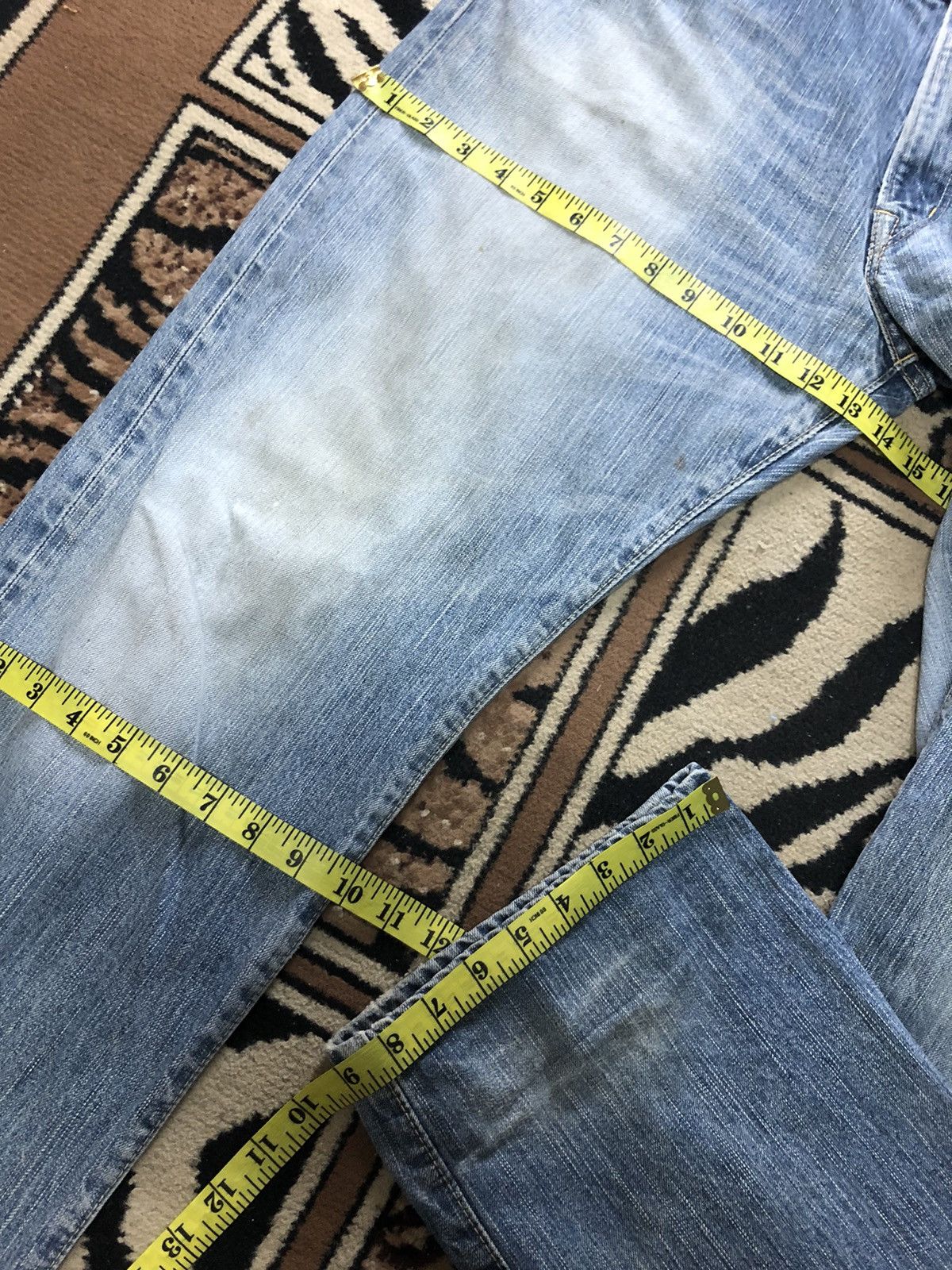 Edwin × Salvage × Vintage VINTAGE SELVEDGE EDWIN 505z BLUE WASH DISTRESSED DENIM Size US 33 - 19 Thumbnail