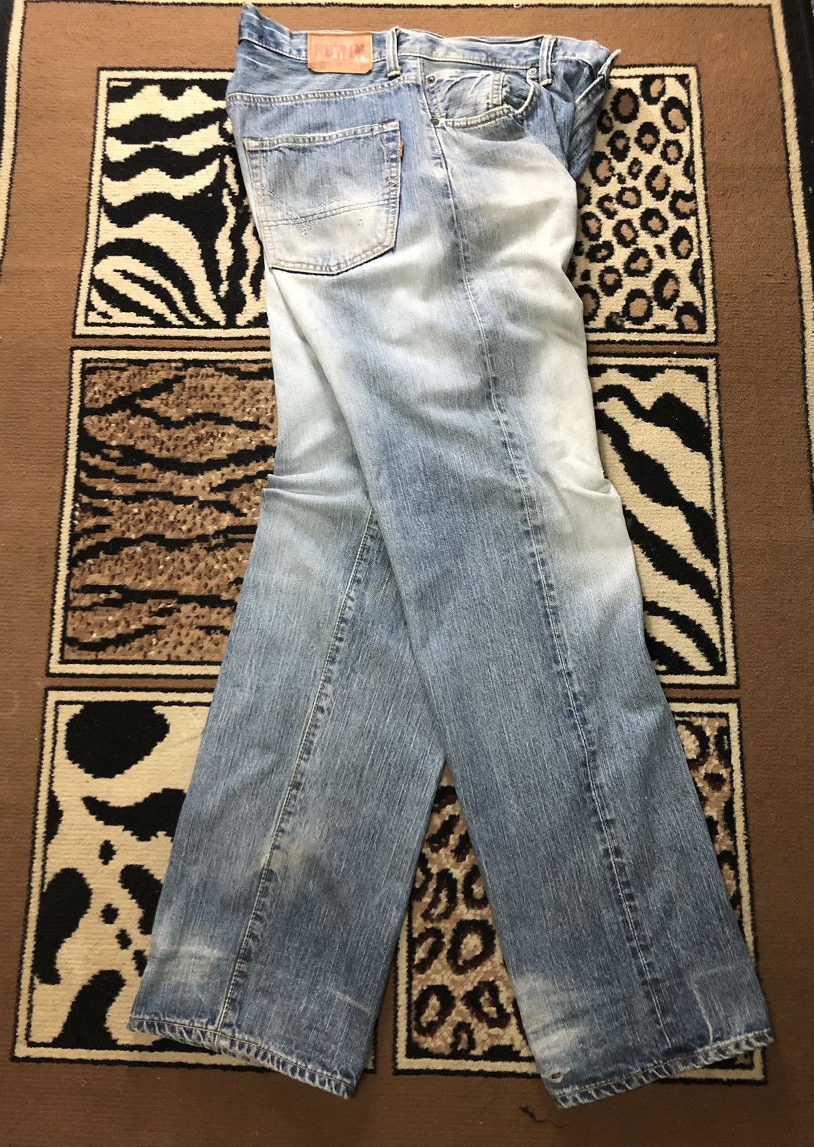 Edwin × Salvage × Vintage VINTAGE SELVEDGE EDWIN 505z BLUE WASH DISTRESSED DENIM Size US 33 - 16 Thumbnail