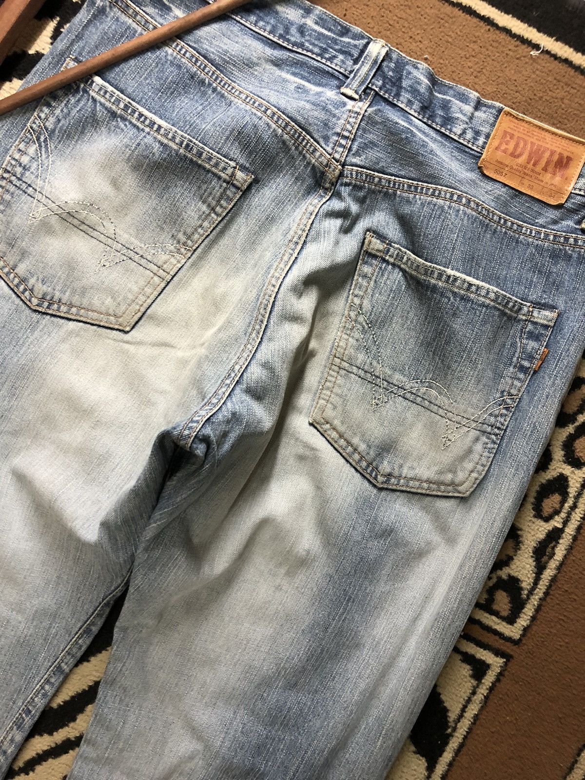 Edwin × Salvage × Vintage VINTAGE SELVEDGE EDWIN 505z BLUE WASH DISTRESSED DENIM Size US 33 - 12 Thumbnail