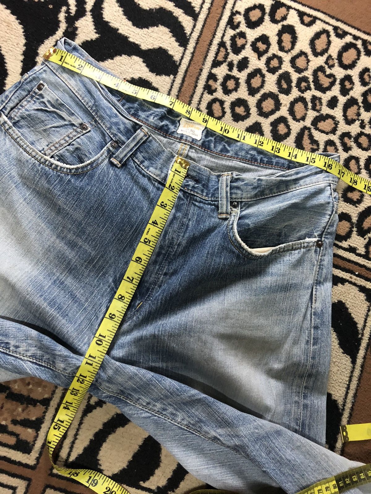 Edwin × Salvage × Vintage VINTAGE SELVEDGE EDWIN 505z BLUE WASH DISTRESSED DENIM Size US 33 - 17 Thumbnail