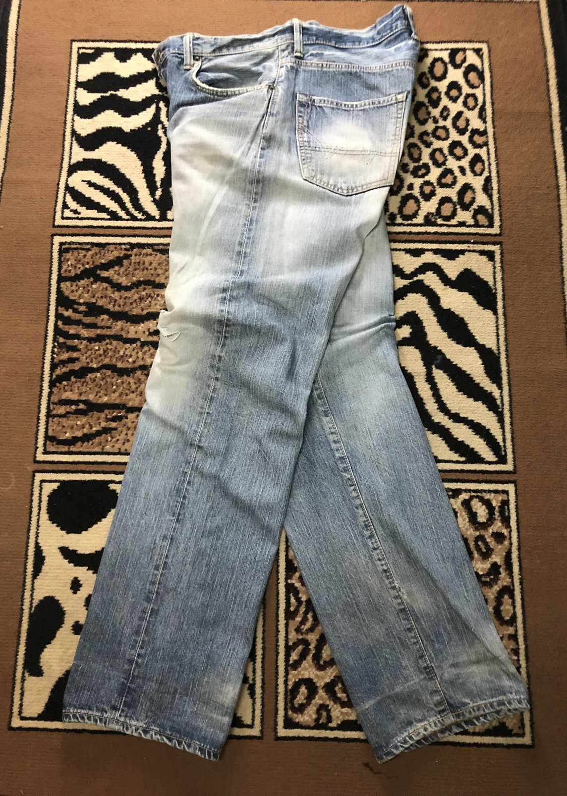 Edwin × Salvage × Vintage VINTAGE SELVEDGE EDWIN 505z BLUE WASH DISTRESSED DENIM Size US 33 - 15 Thumbnail