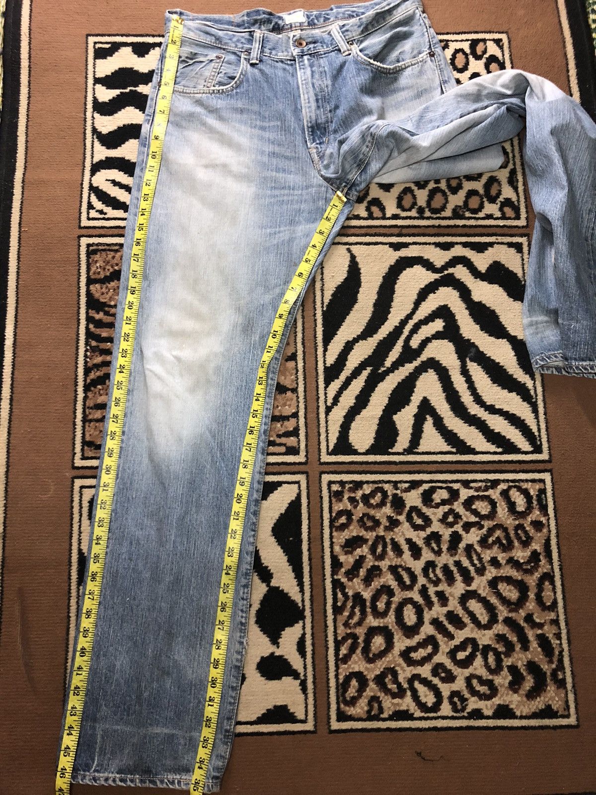Edwin × Salvage × Vintage VINTAGE SELVEDGE EDWIN 505z BLUE WASH DISTRESSED DENIM Size US 33 - 18 Thumbnail