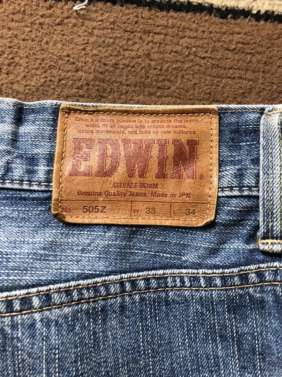 Edwin × Salvage × Vintage VINTAGE SELVEDGE EDWIN 505z BLUE WASH DISTRESSED DENIM Size US 33 - 13 Thumbnail