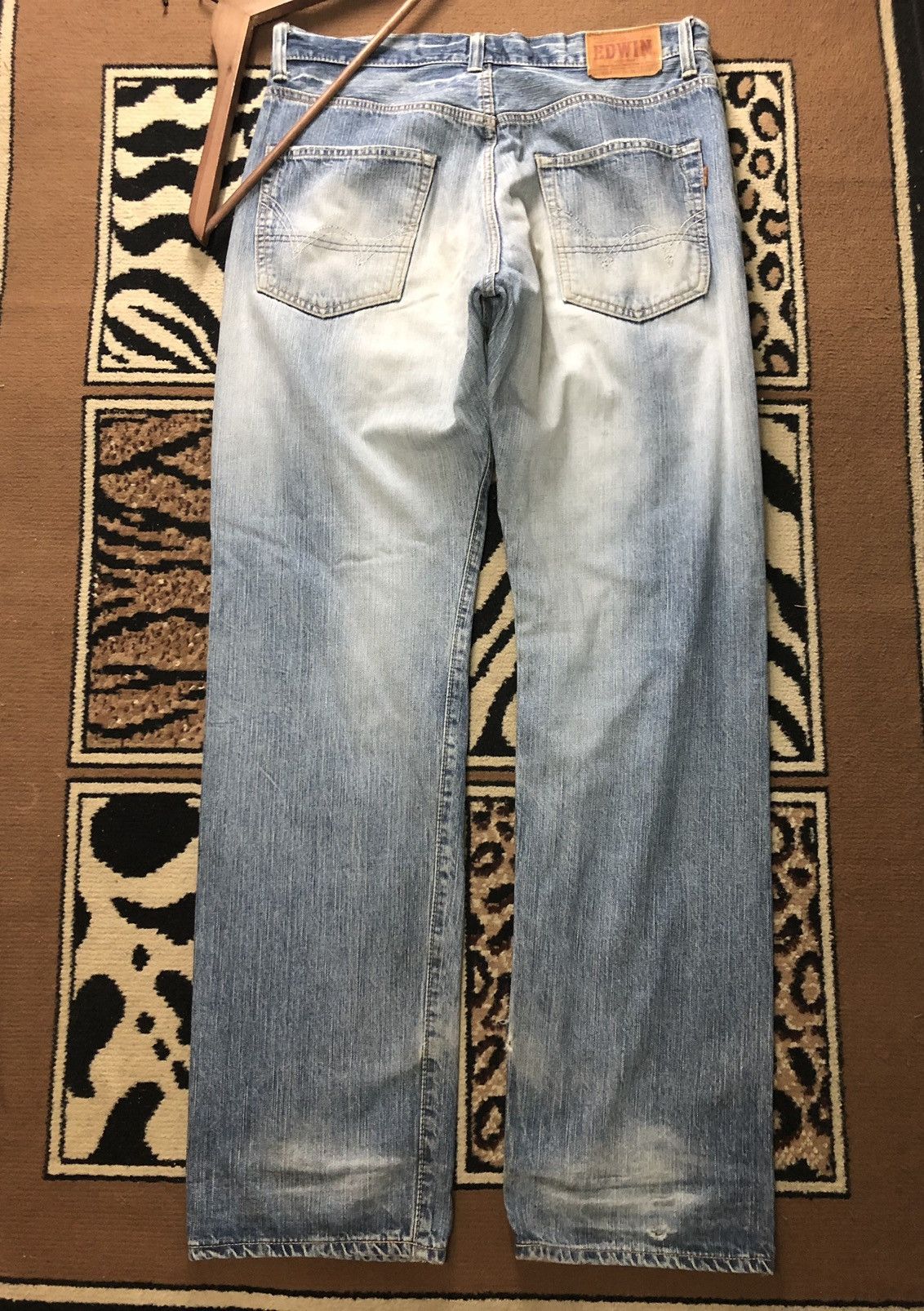 Edwin × Salvage × Vintage VINTAGE SELVEDGE EDWIN 505z BLUE WASH DISTRESSED DENIM Size US 33 - 11 Thumbnail