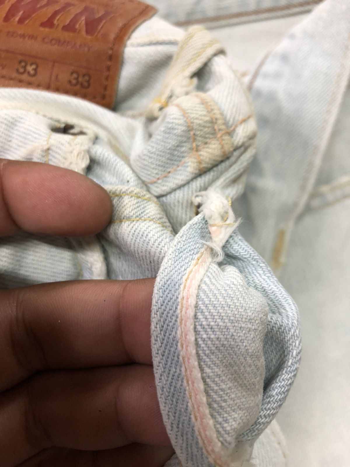 Edwin × Vintage VINTAGE SELVEDGE EDWIN505zx DISTRESED LIGHT BLUE WASH DENIM Size US 31 - 5 Thumbnail