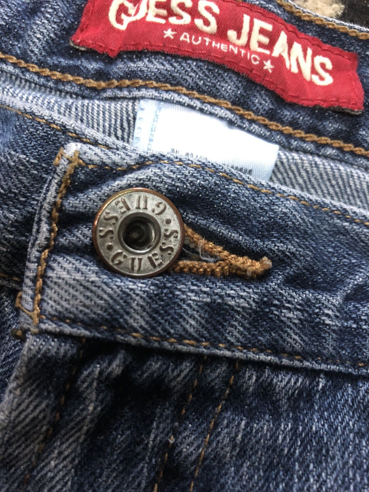 Guess × Vintage VINTAGE 90s GUESS BLUE WASH DENIM Size US 33 - 8 Thumbnail