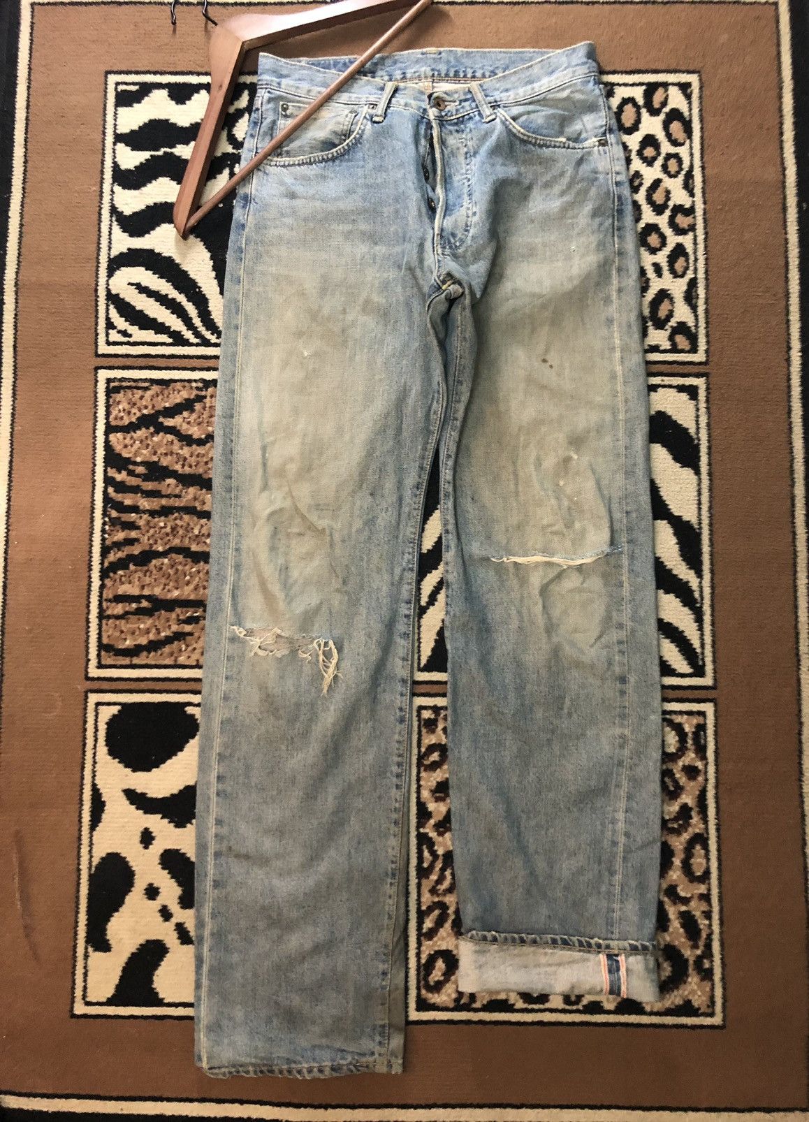 Edwin × Vintage VINTAGE SELVEDGE EDWIN 505x DISTRESSED DENIM Size US 32 / EU 48 - 1 Thumbnail