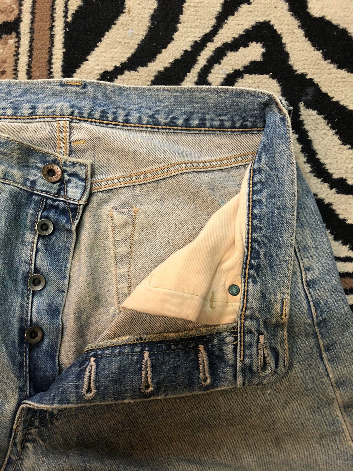 Edwin × Vintage VINTAGE SELVEDGE EDWIN 505x DISTRESSED DENIM Size US 32 / EU 48 - 6 Thumbnail