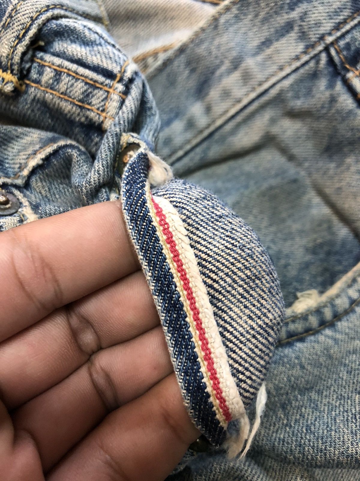 Edwin × Vintage VINTAGE SELVEDGE EDWIN 505x DISTRESSED DENIM Size US 32 / EU 48 - 4 Thumbnail