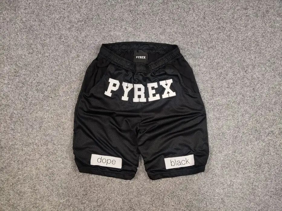 Pyrex Vision Shorts Virgil Abloh Khaki Dope Black Big Logo Size M