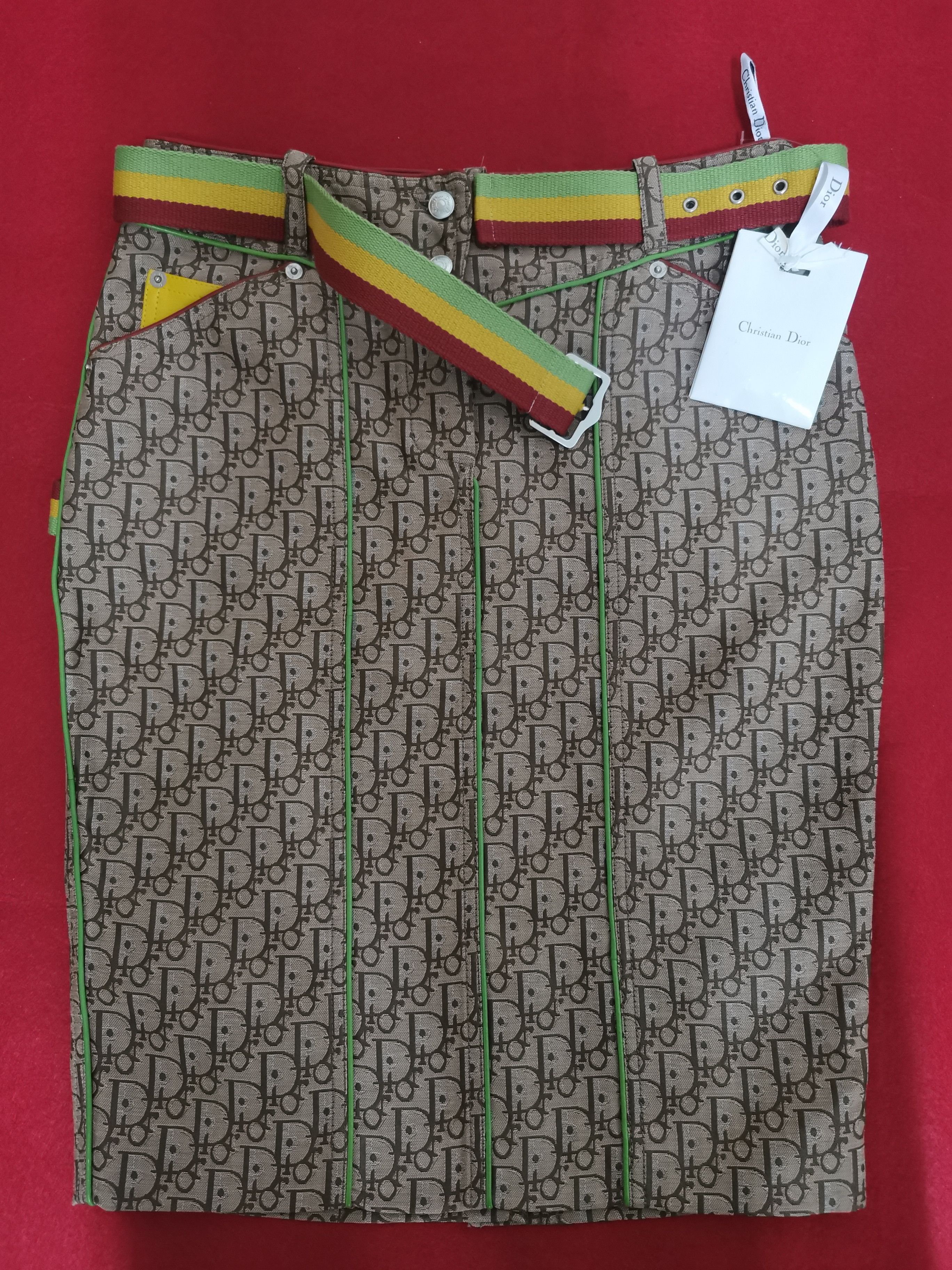 Dior × John Galliano Dior John Galliano Rasta straight-cut skirt Size 26" / US 2 / IT 38 - 1 Thumbnail
