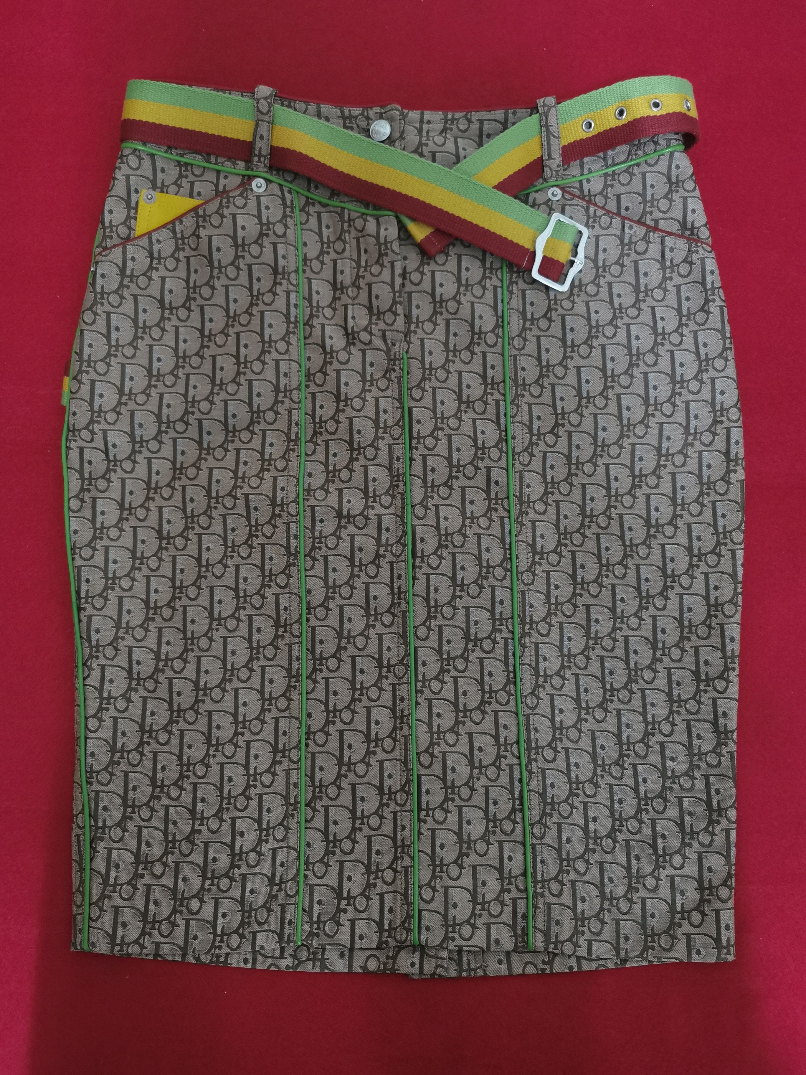 Dior × John Galliano Dior John Galliano Rasta straight-cut skirt Size 26" / US 2 / IT 38 - 2 Thumbnail