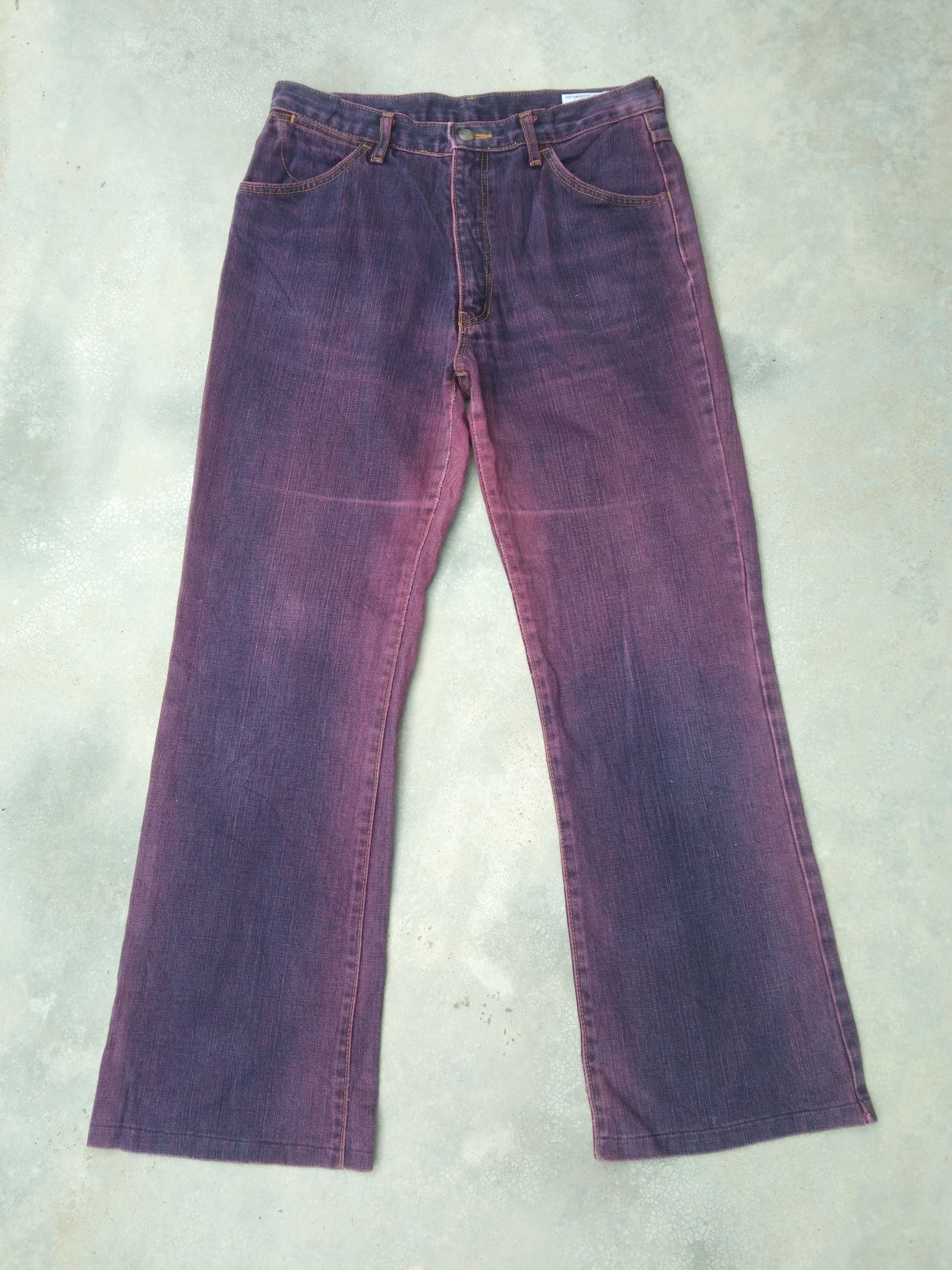 image of Distressed Wrangler Purple Flared Jeans 30X28.5, Men's