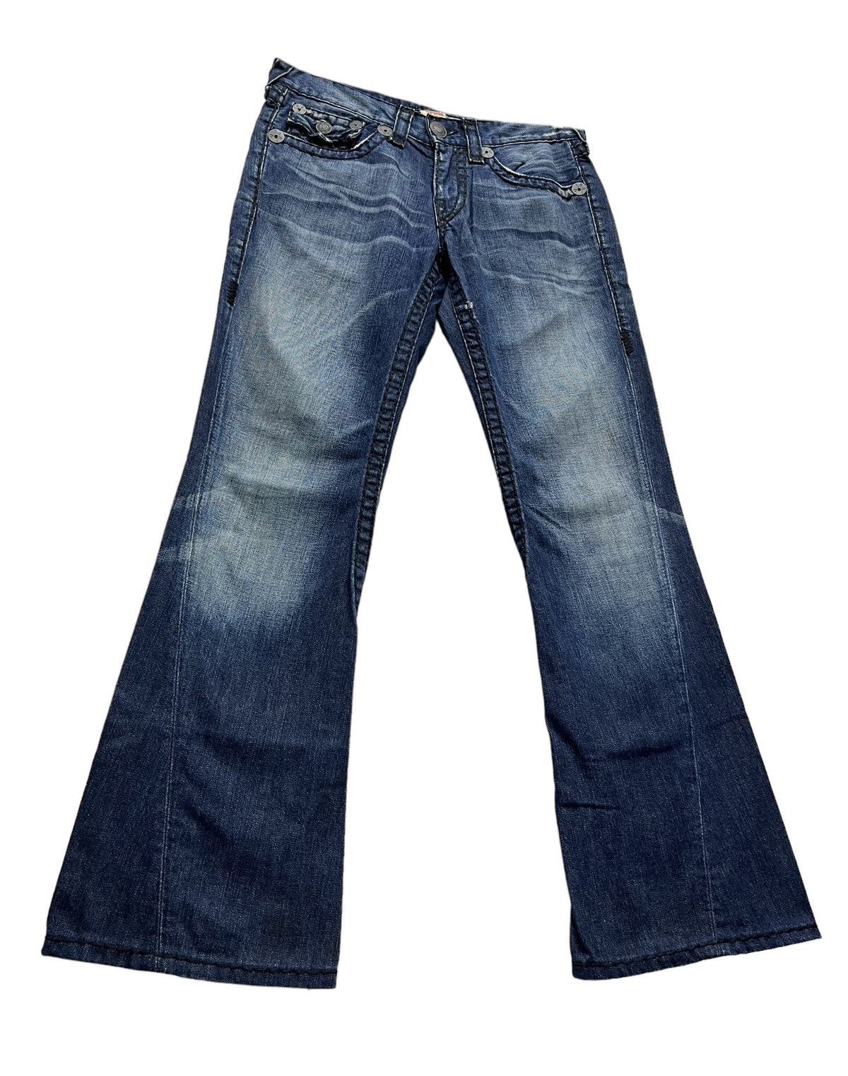 True Religion FYE💥INDIG0 BLUE 🔥VTG TRUE RELIGION JOEY SUPER T FLARED💥 Size US 30 / EU 46 - 2 Thumbnail