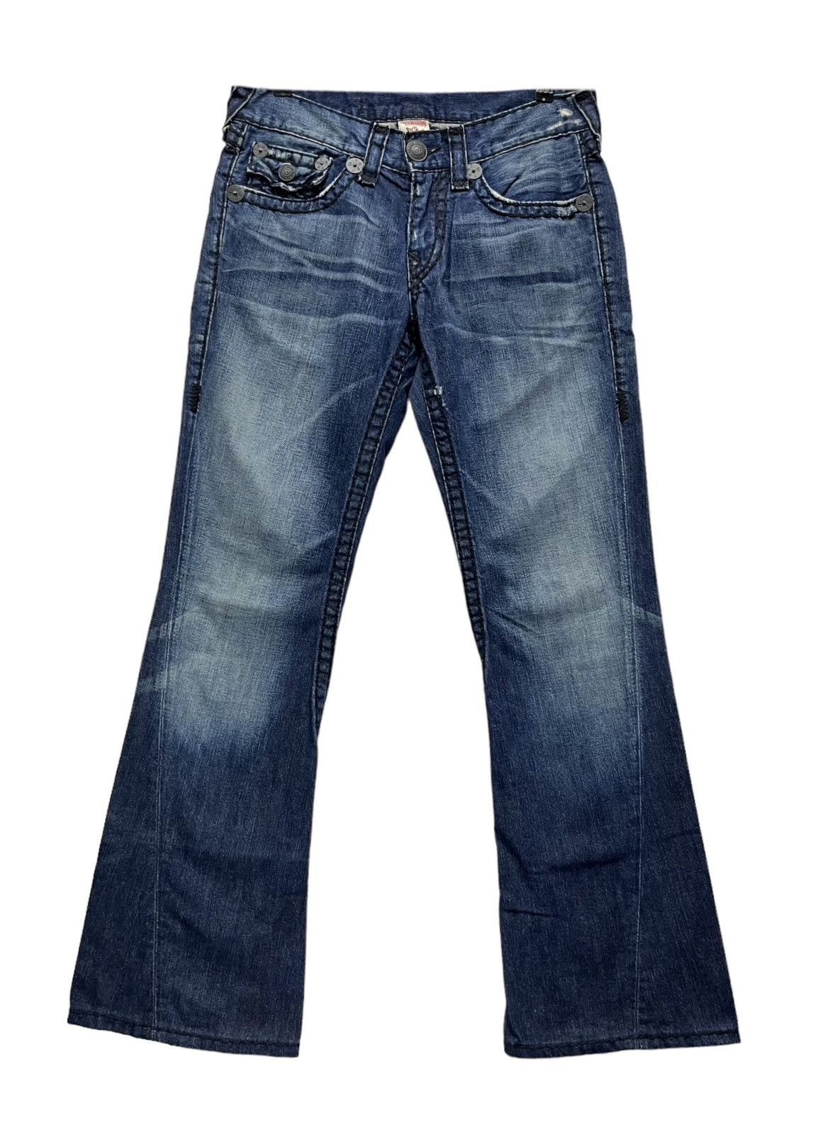 True Religion FYE💥INDIG0 BLUE 🔥VTG TRUE RELIGION JOEY SUPER T FLARED💥 Size US 30 / EU 46 - 4 Thumbnail